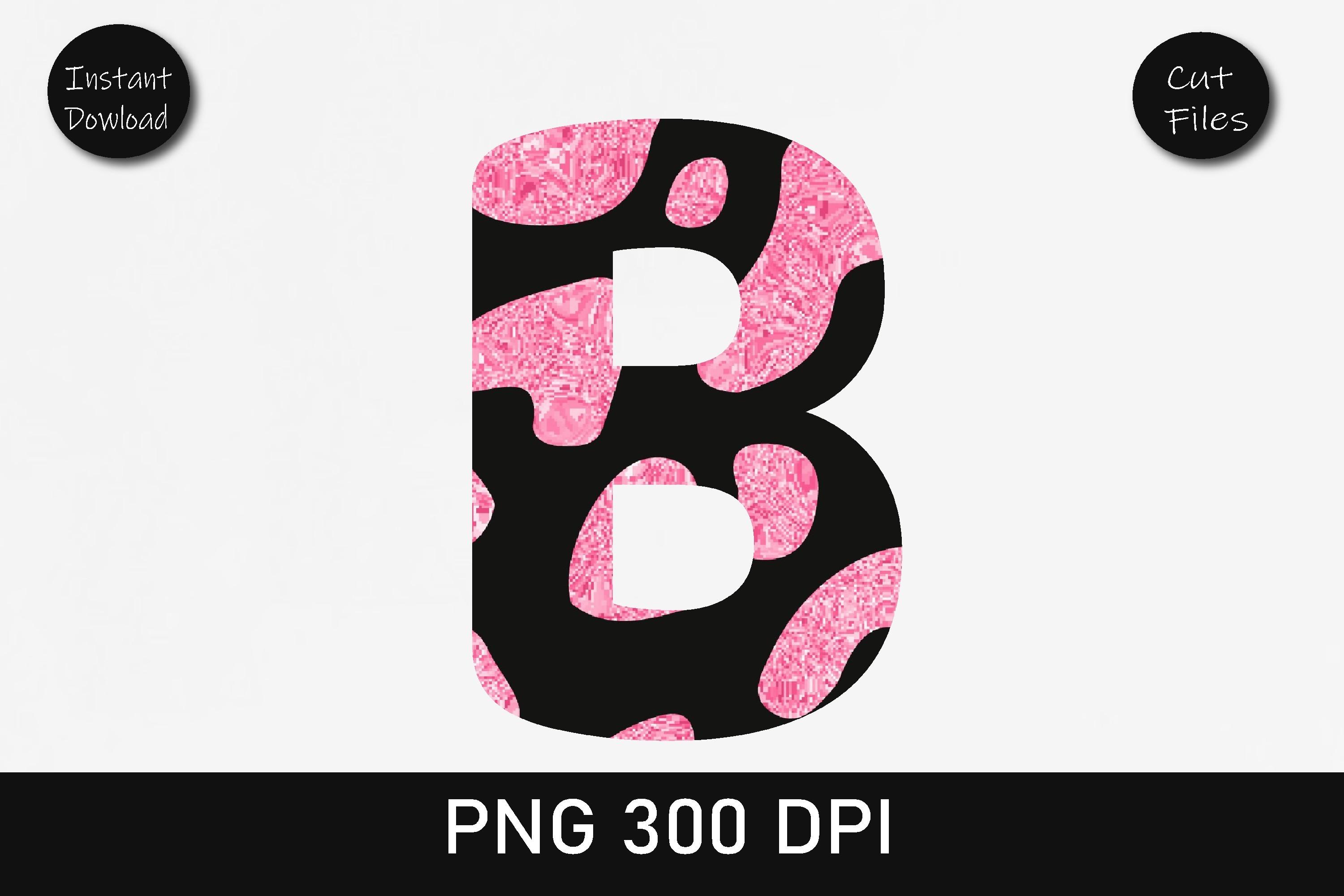 Pink Glitter Leopard Alphabet B