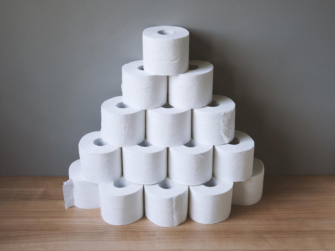 Stacked and Hoarded of Toilet Paper Rolls