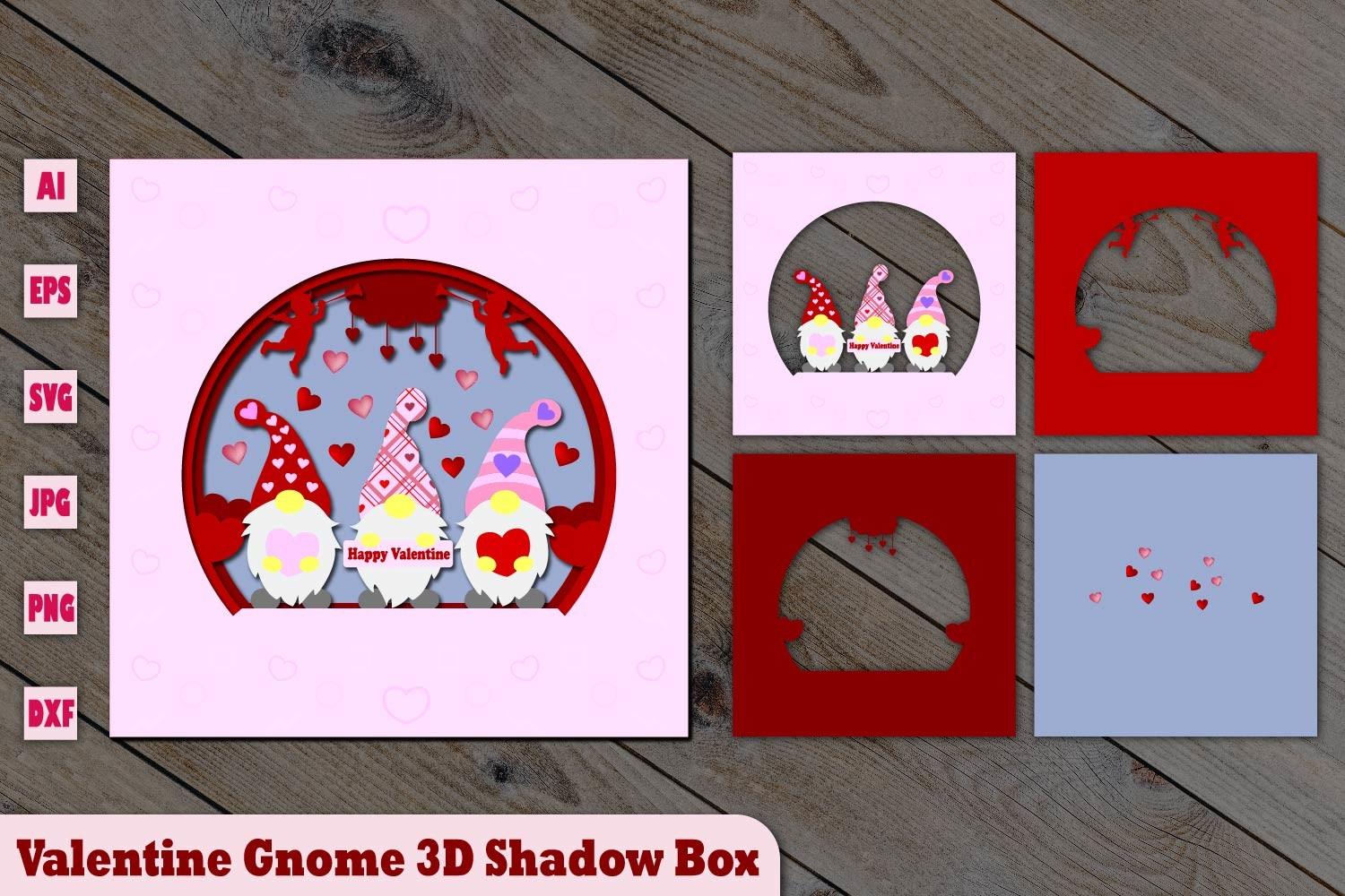 Valentine Gnome 3D Shadow Box