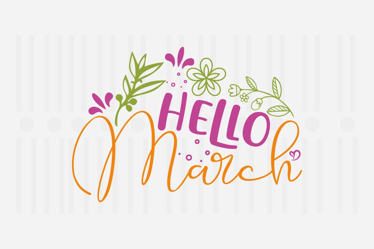 Hello March,spring Svg