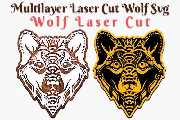 Multilayer Laser Cut Wolf SVG