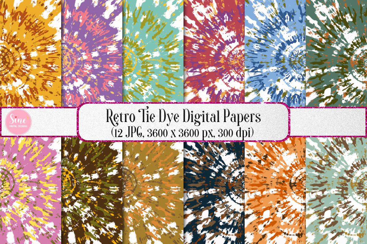 Retro Tie Dye Digital Papers Backgrounds