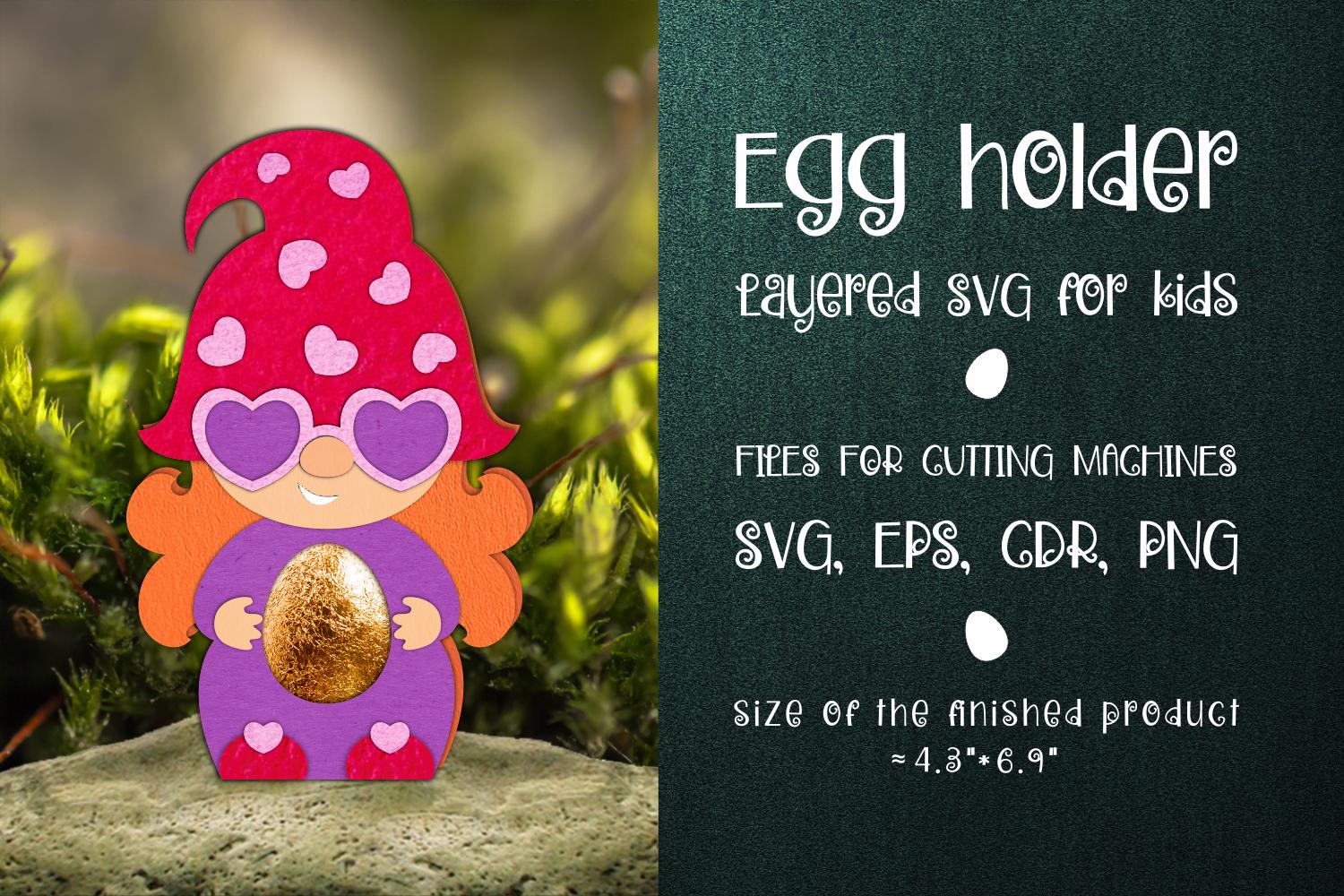 Gnome Girl Egg Holder Template SVG