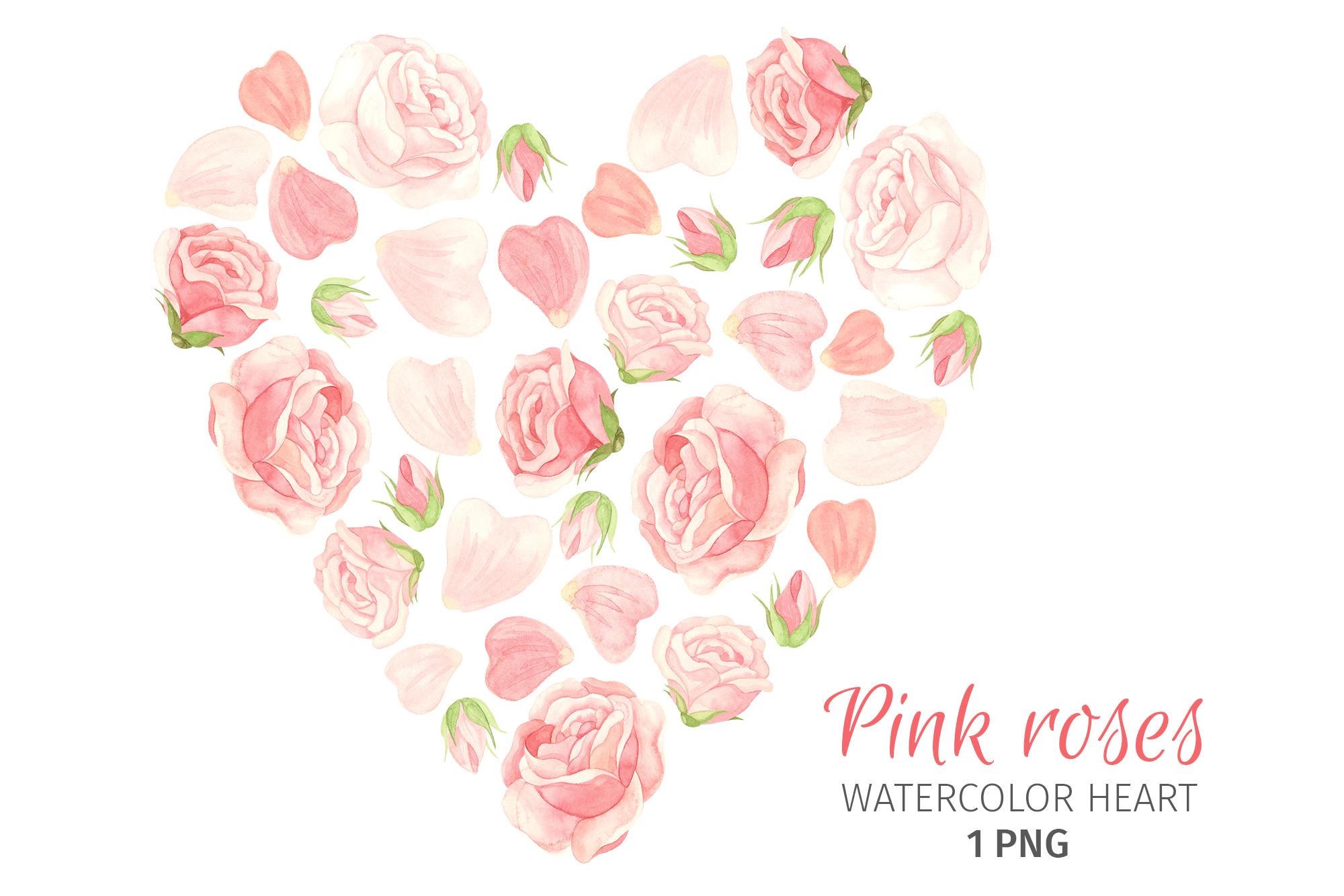 Floral Heart Valentine Clipart Pink Rose