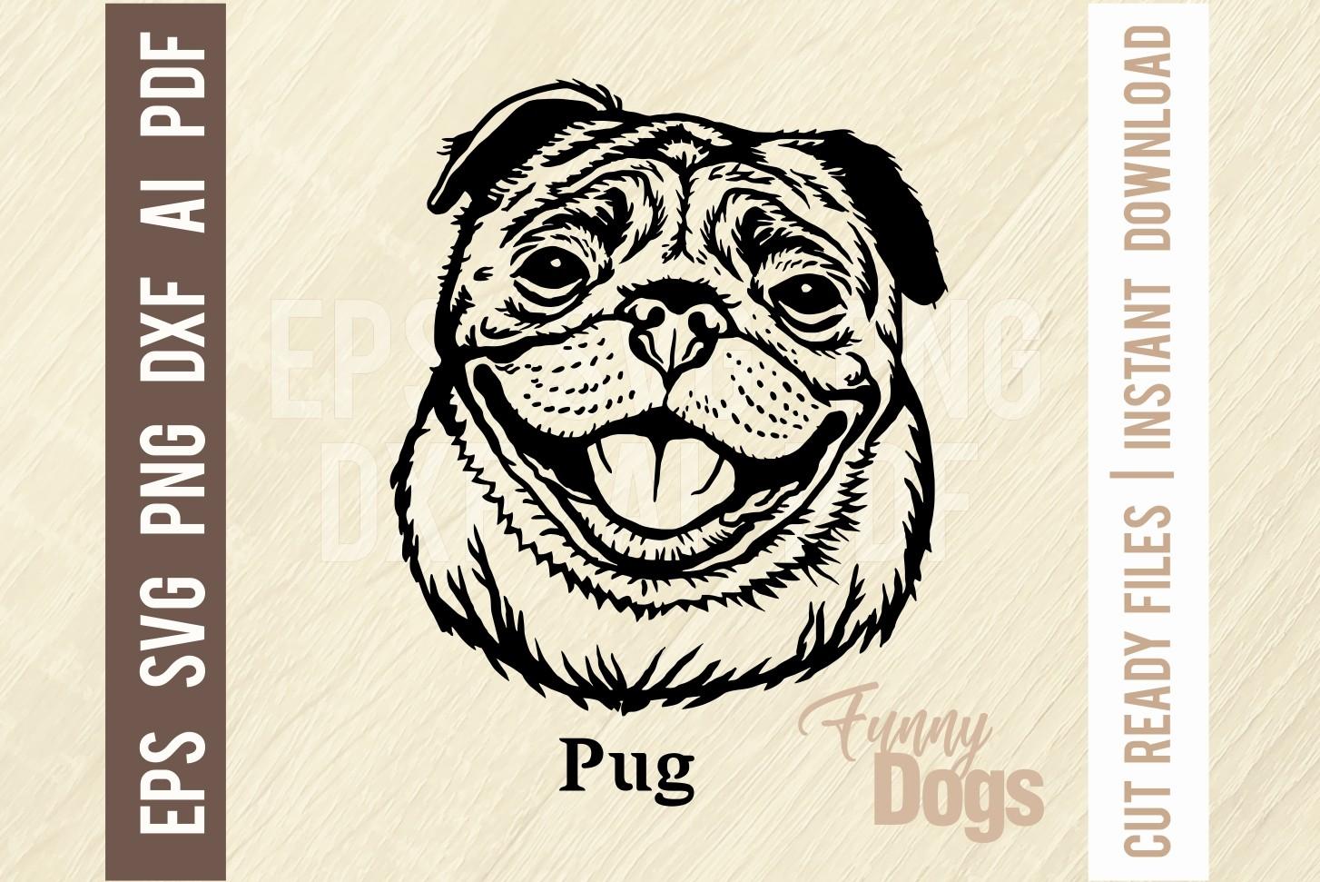 Pug - Funny Dog - Cut SVG Stencil