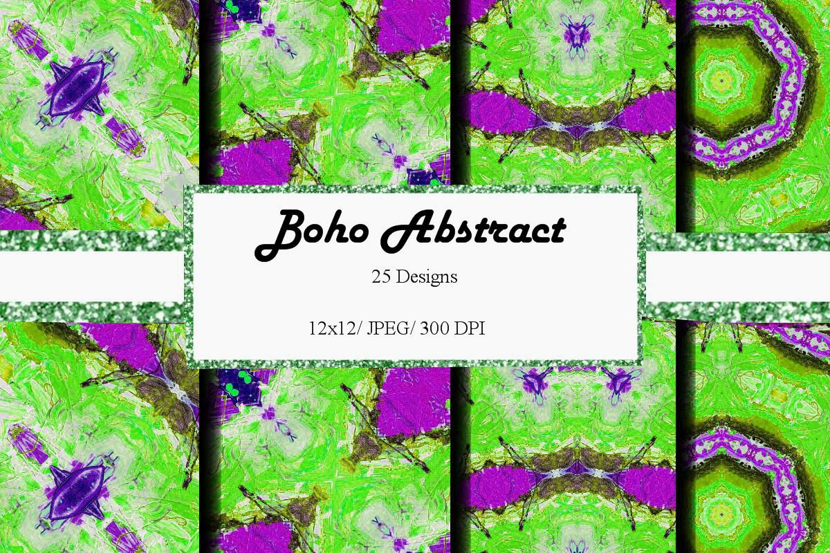 12x12 Digital Paper Boho Abstract Lime
