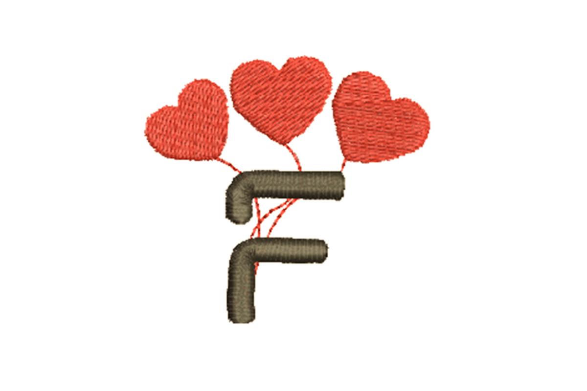 Alphabet Letter F with Red Love Heart