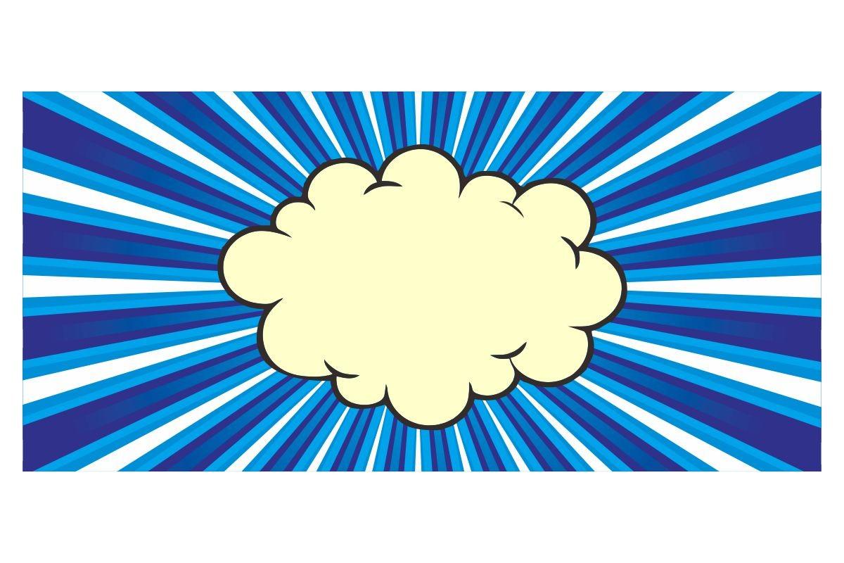 Comic Blue Burst Background with Cloud