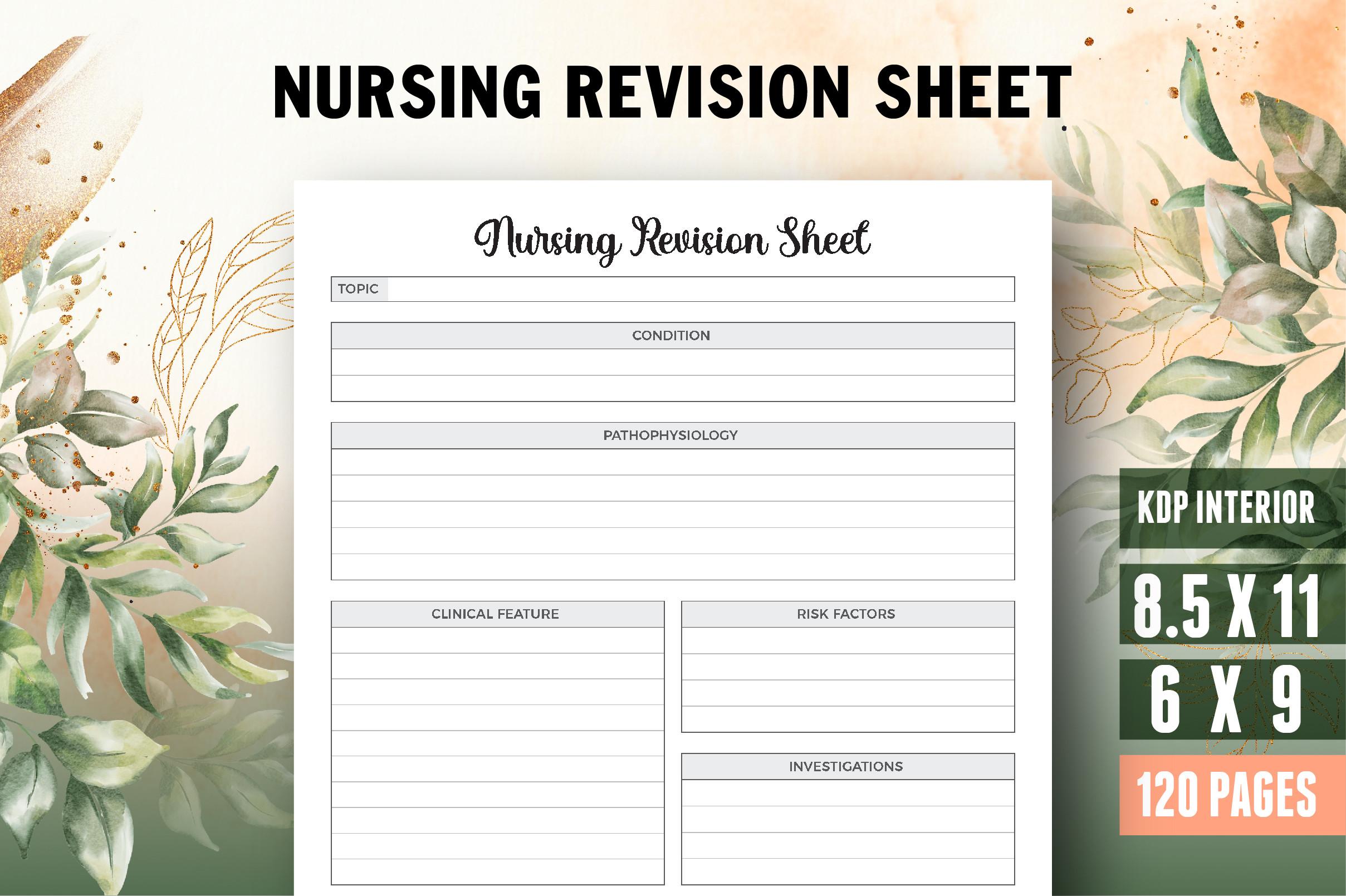 Nurse Journal, Nursing Revision Sheet