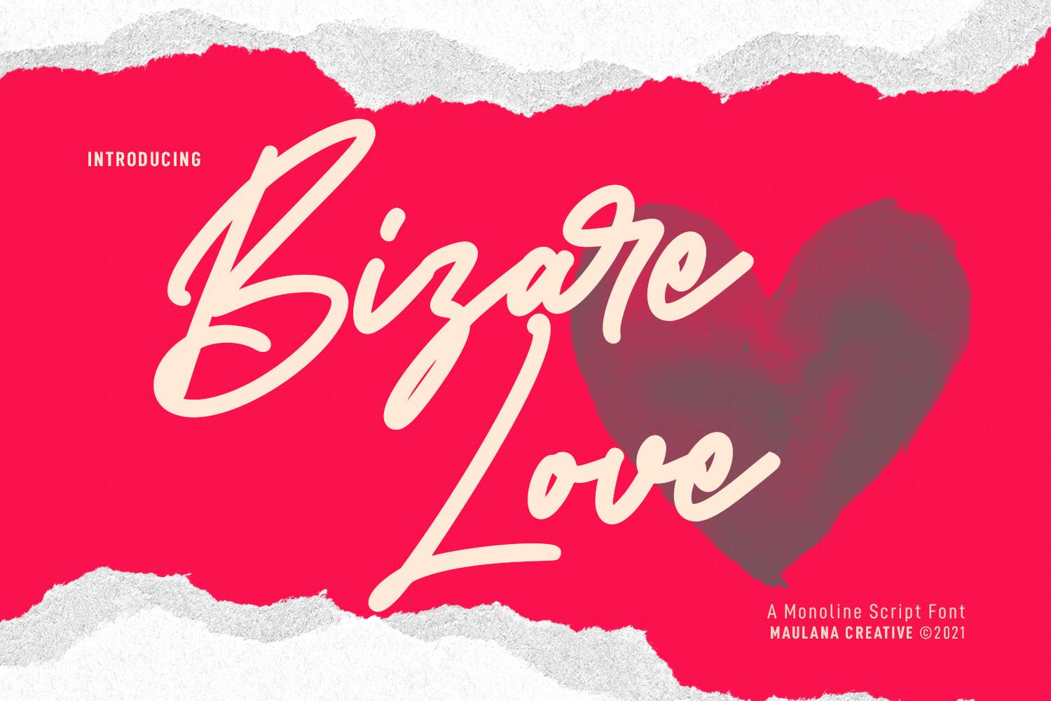 Bizare Love Monoline Script Font Font