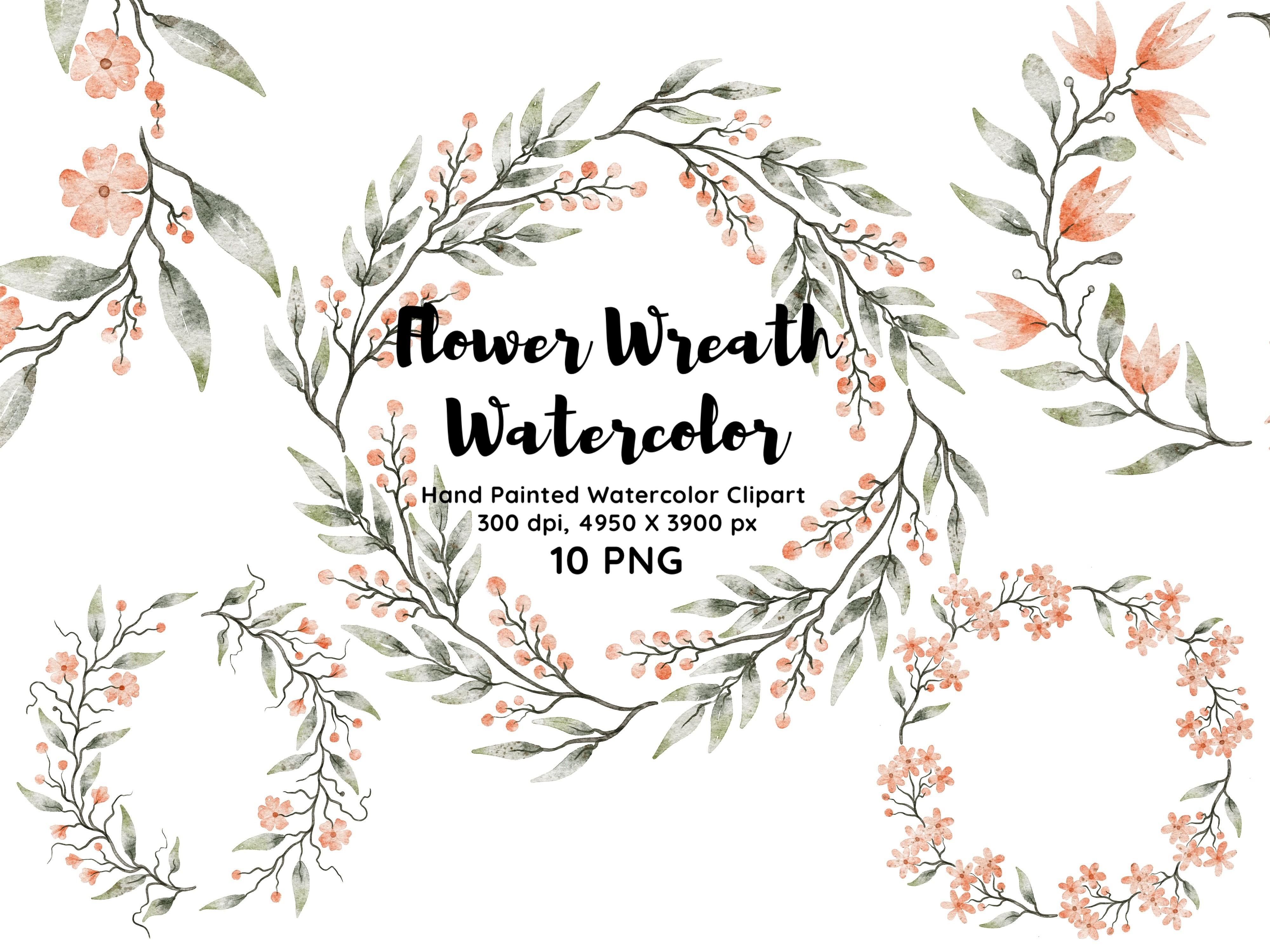 Flower Wreath Watercolor Clipart PNG