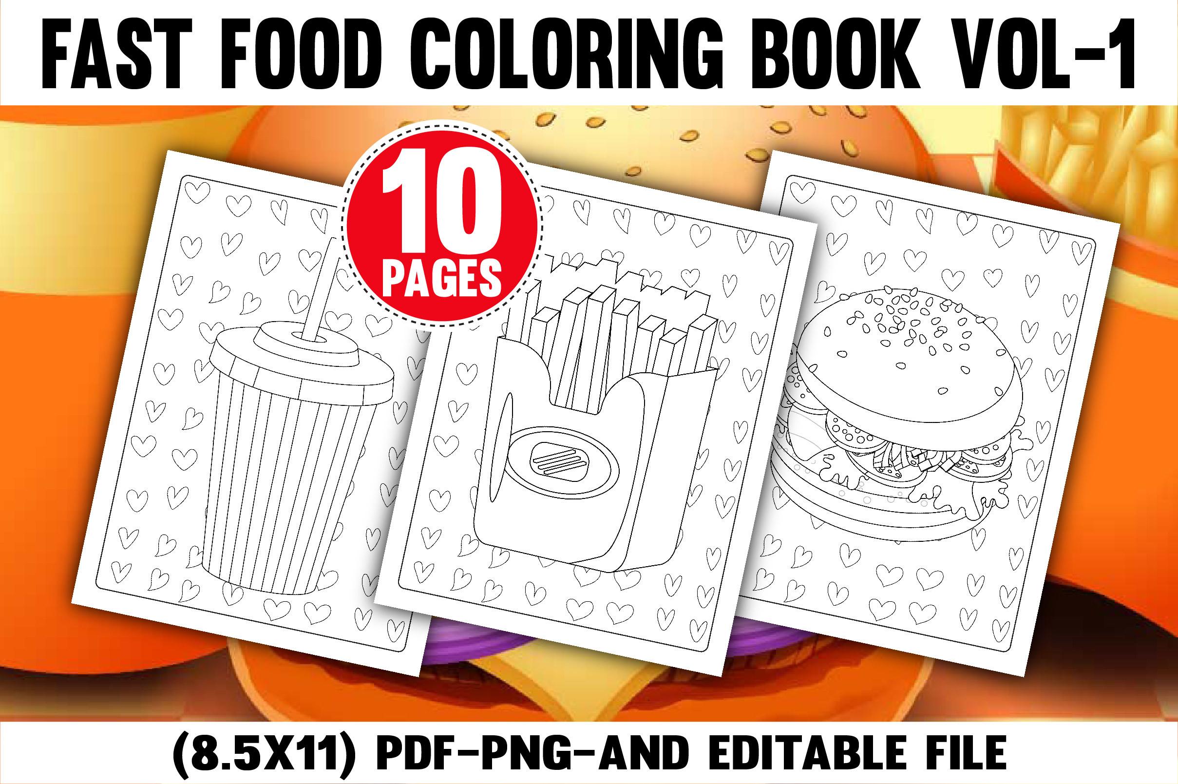 Fast Food Coloring Book for Kids & Teens