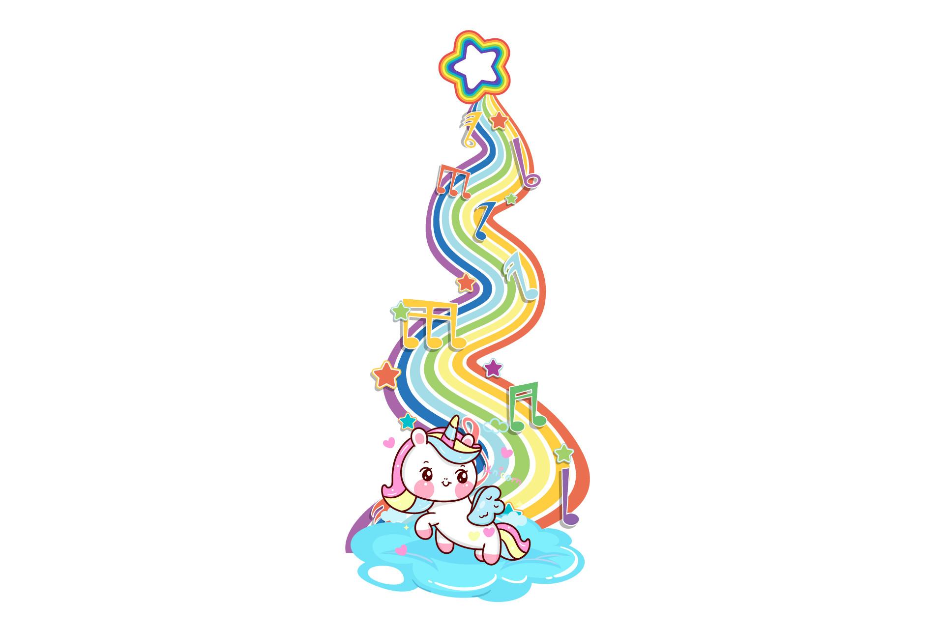 Valentine Unicorn with Rainbow