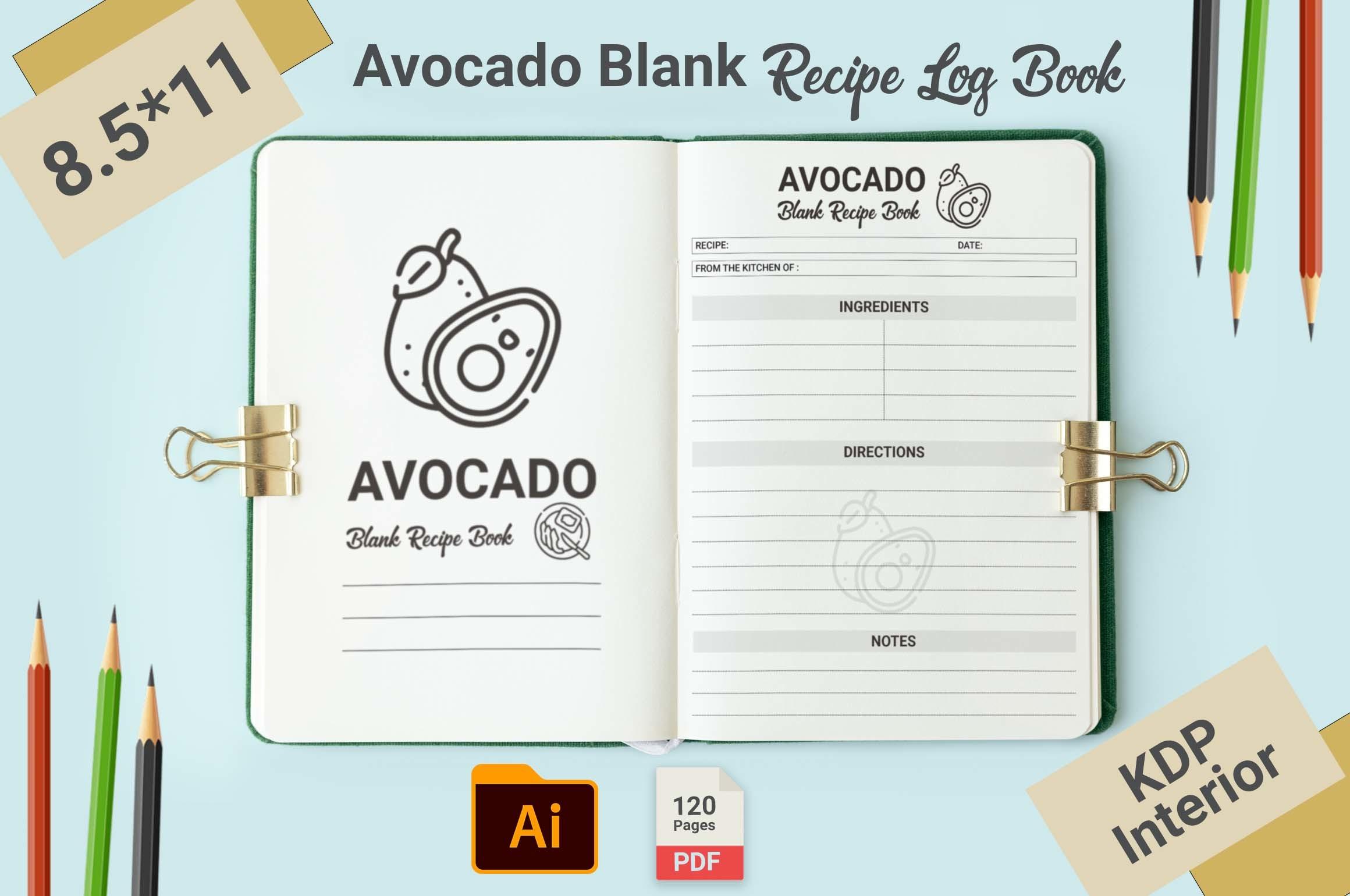 Avocado Blank Recipe Log Book Journal