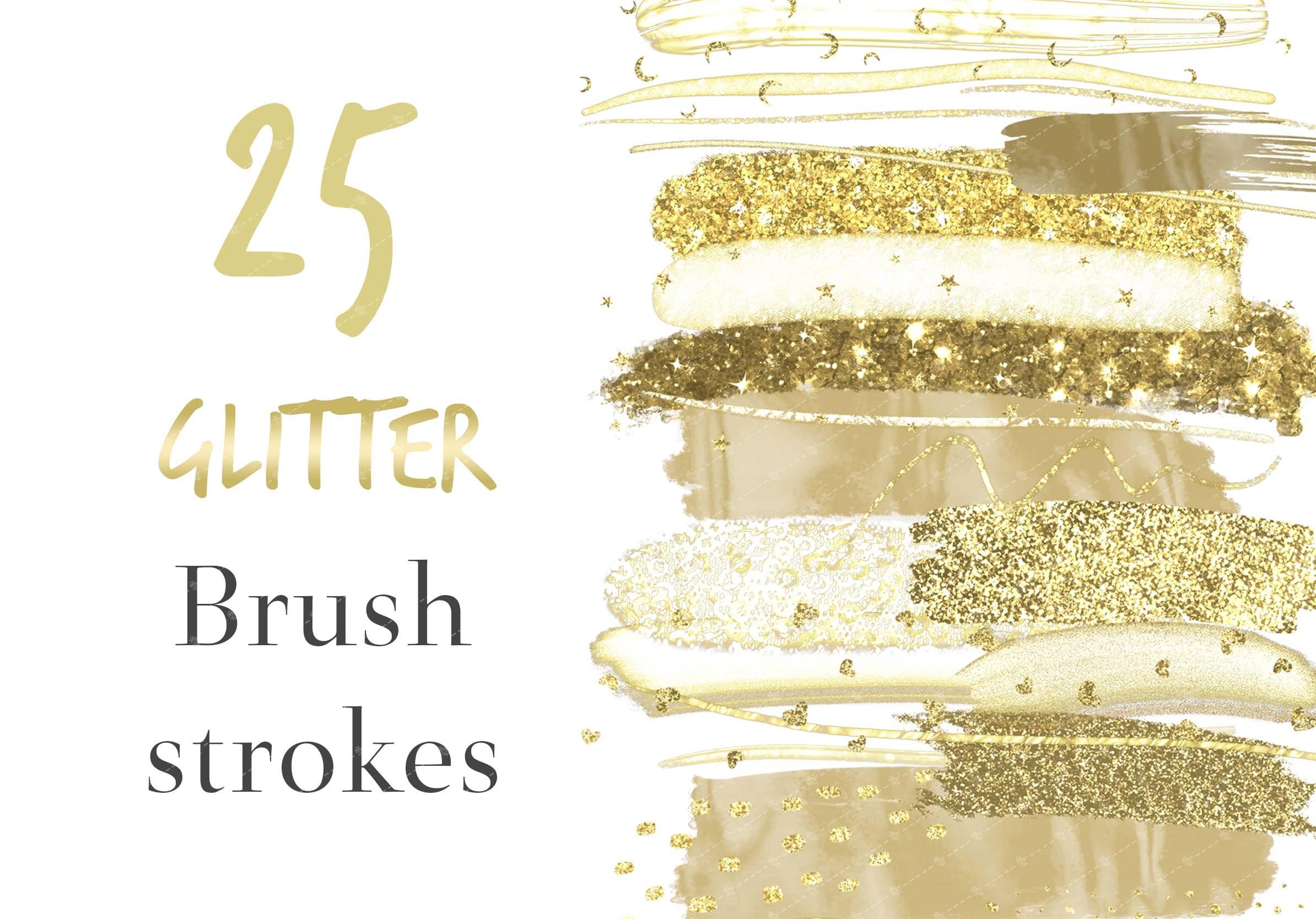 Gold Glitter Brush Strokes Clipart