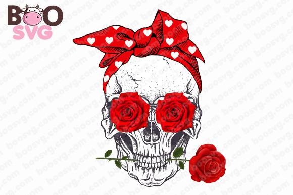 Valentine Day Skull Messy Bun