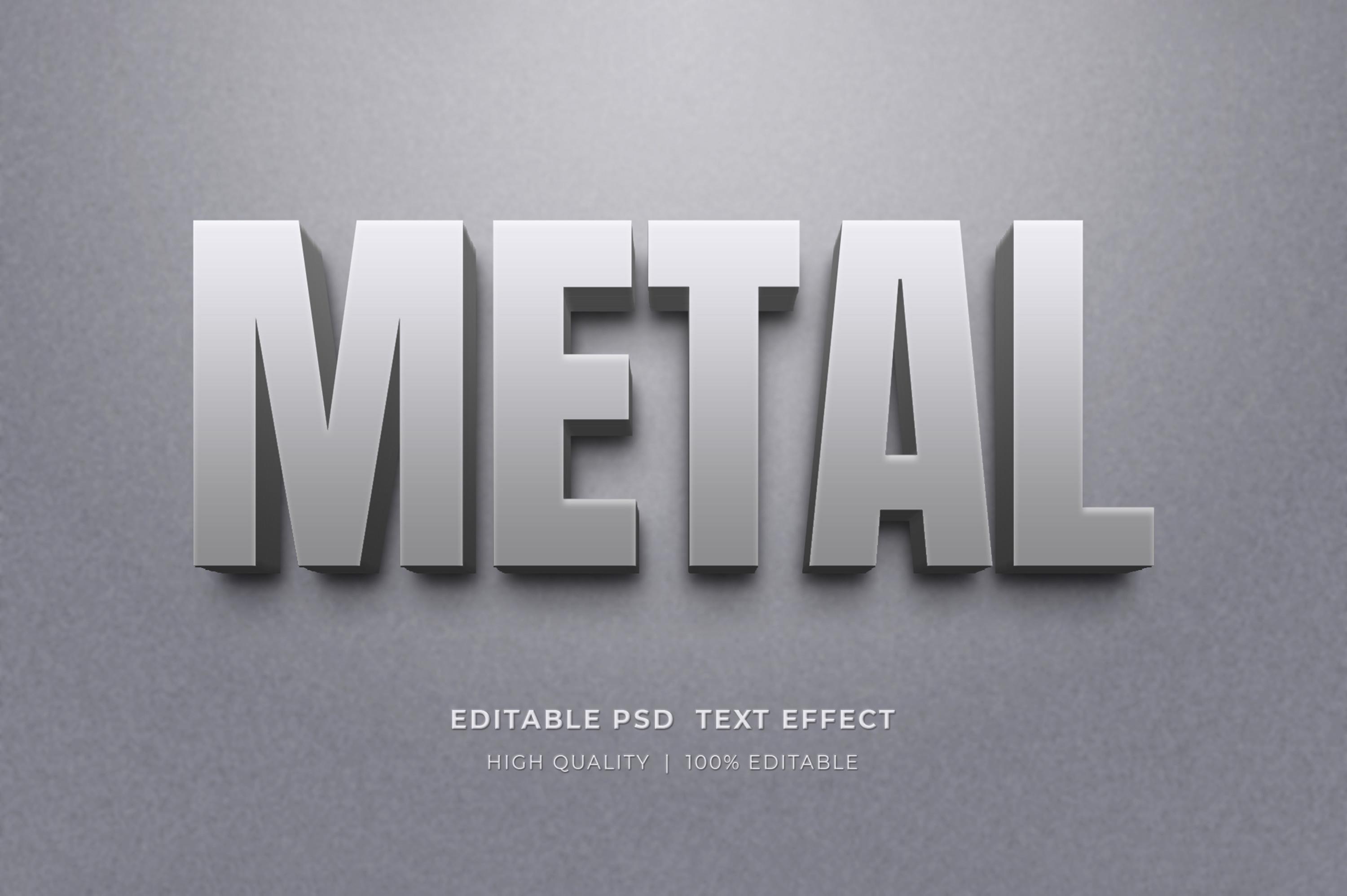 Metal 3D Text Effect Psd Mockup
