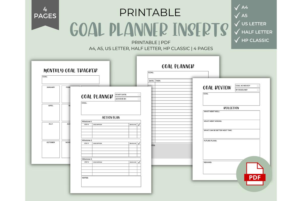 Goals Planner Inserts Printable