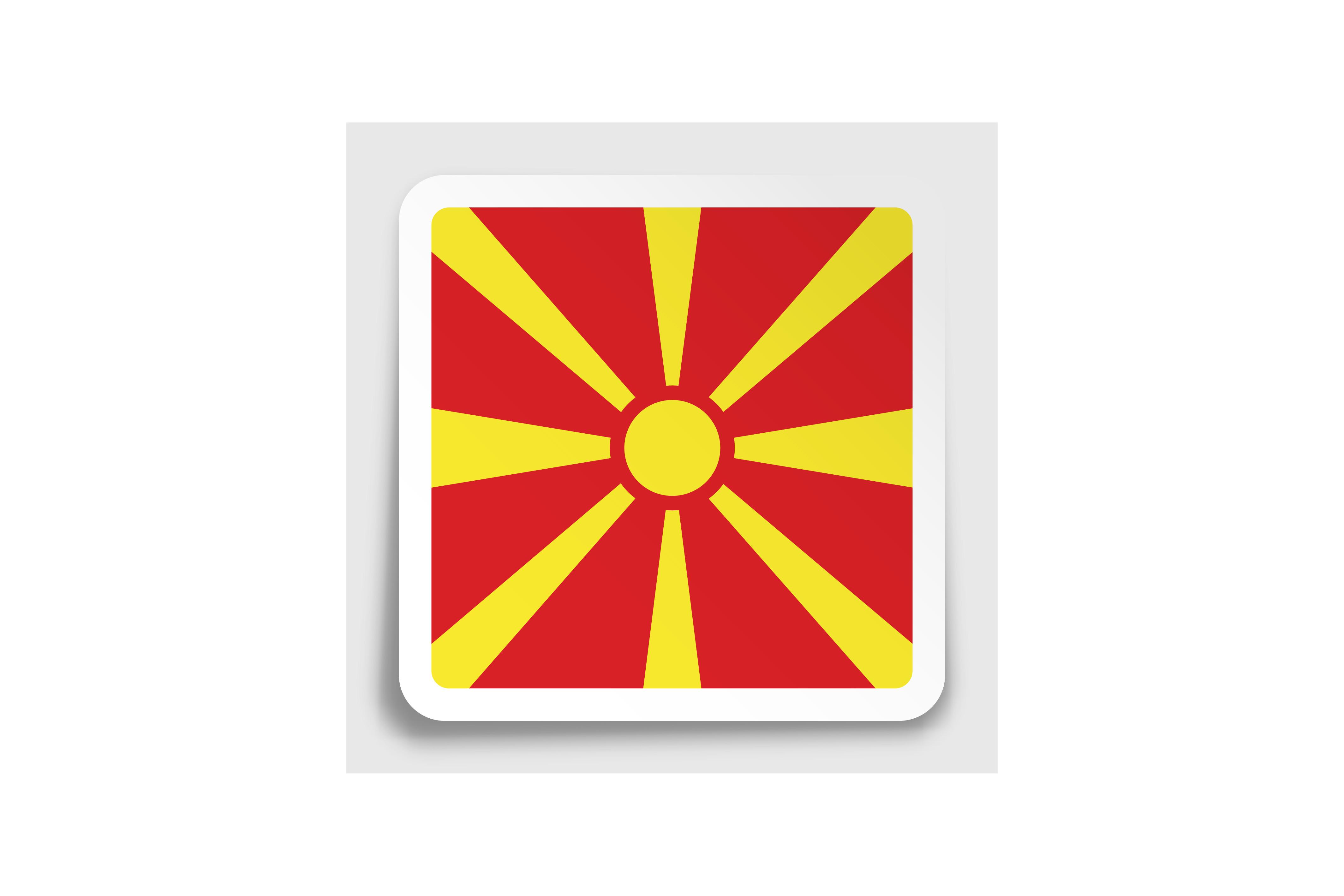 North Macedonia Flag Icon on Paper Squar