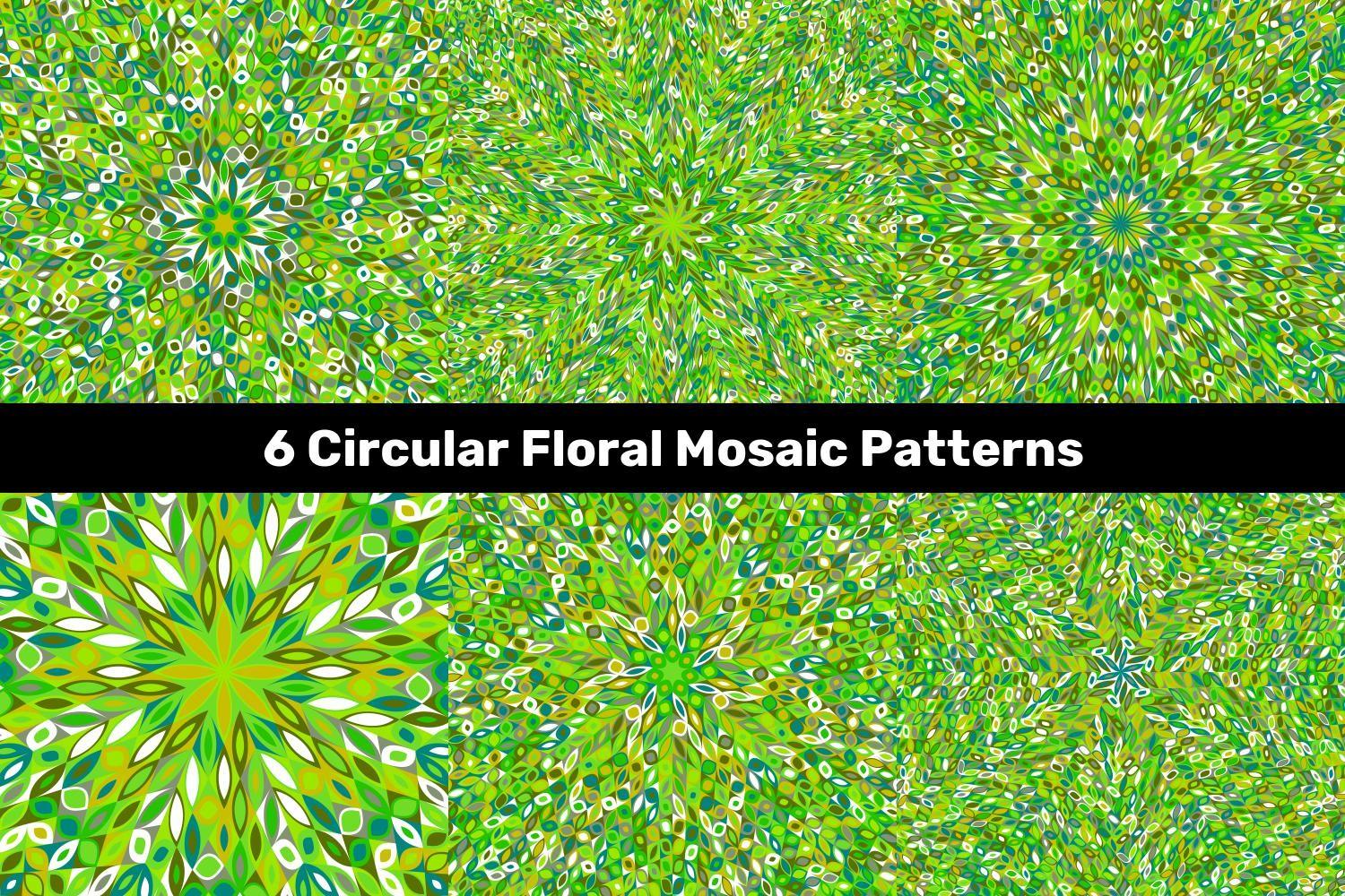 6 Green Circular Floral Mosaic Patterns