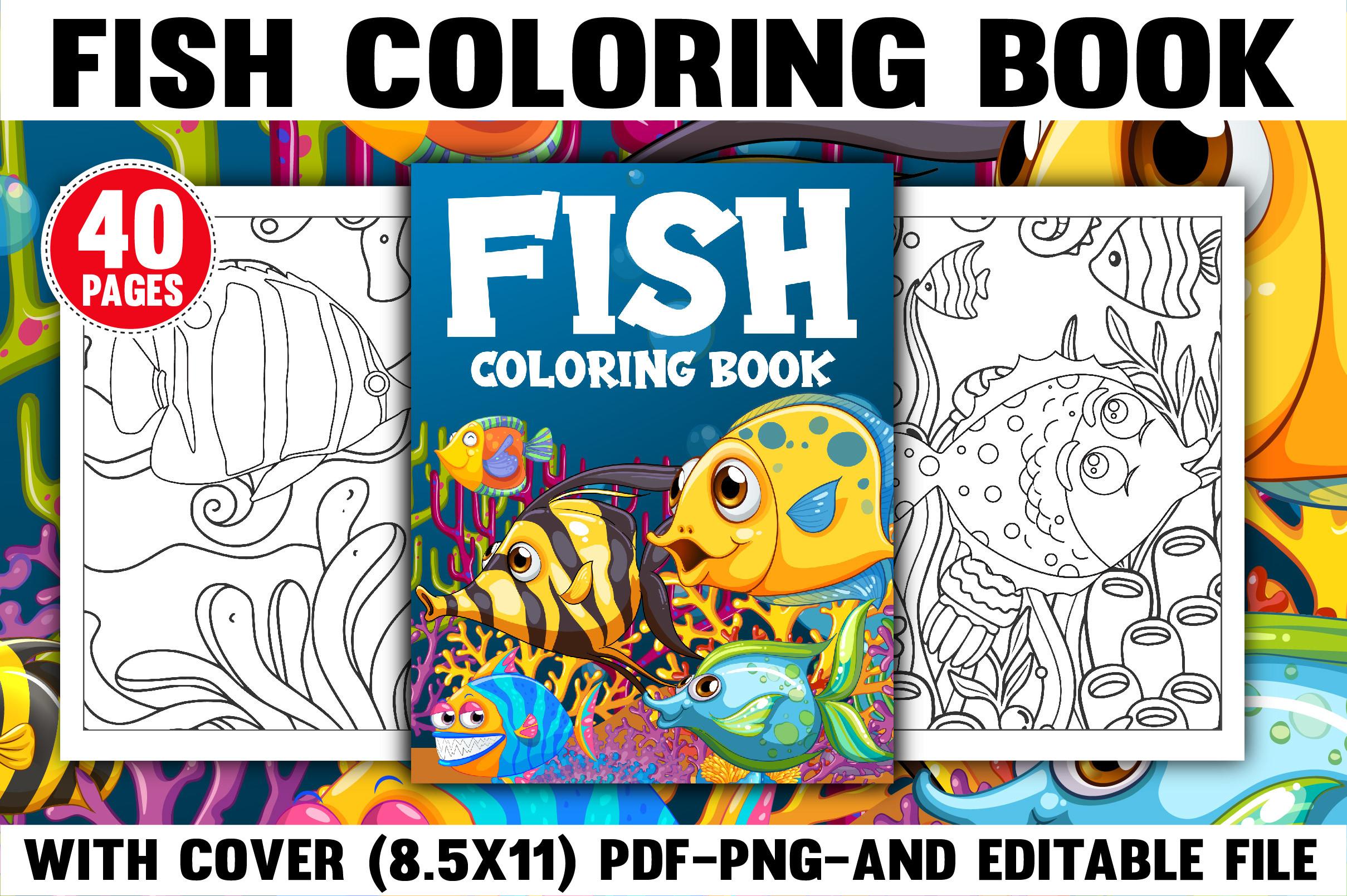 Fish Coloring Book with Cover Design
