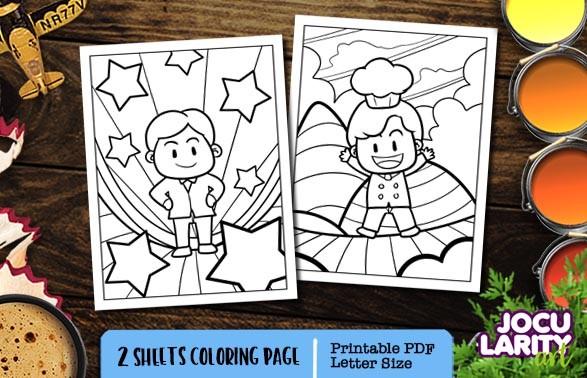 Funny Chef and Waiter Coloring Pages