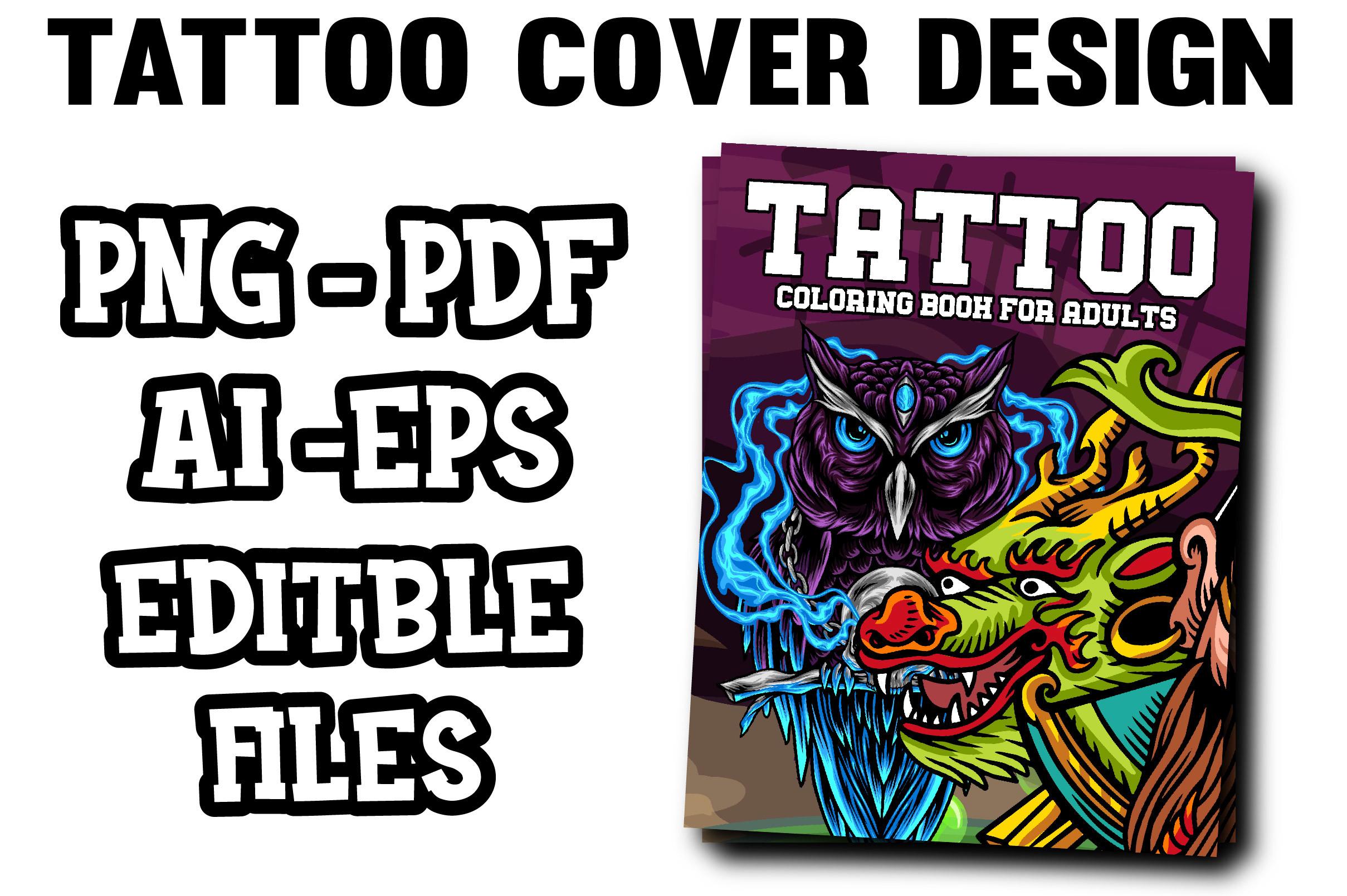 Tattoo Coloring Book Cover Design Adult