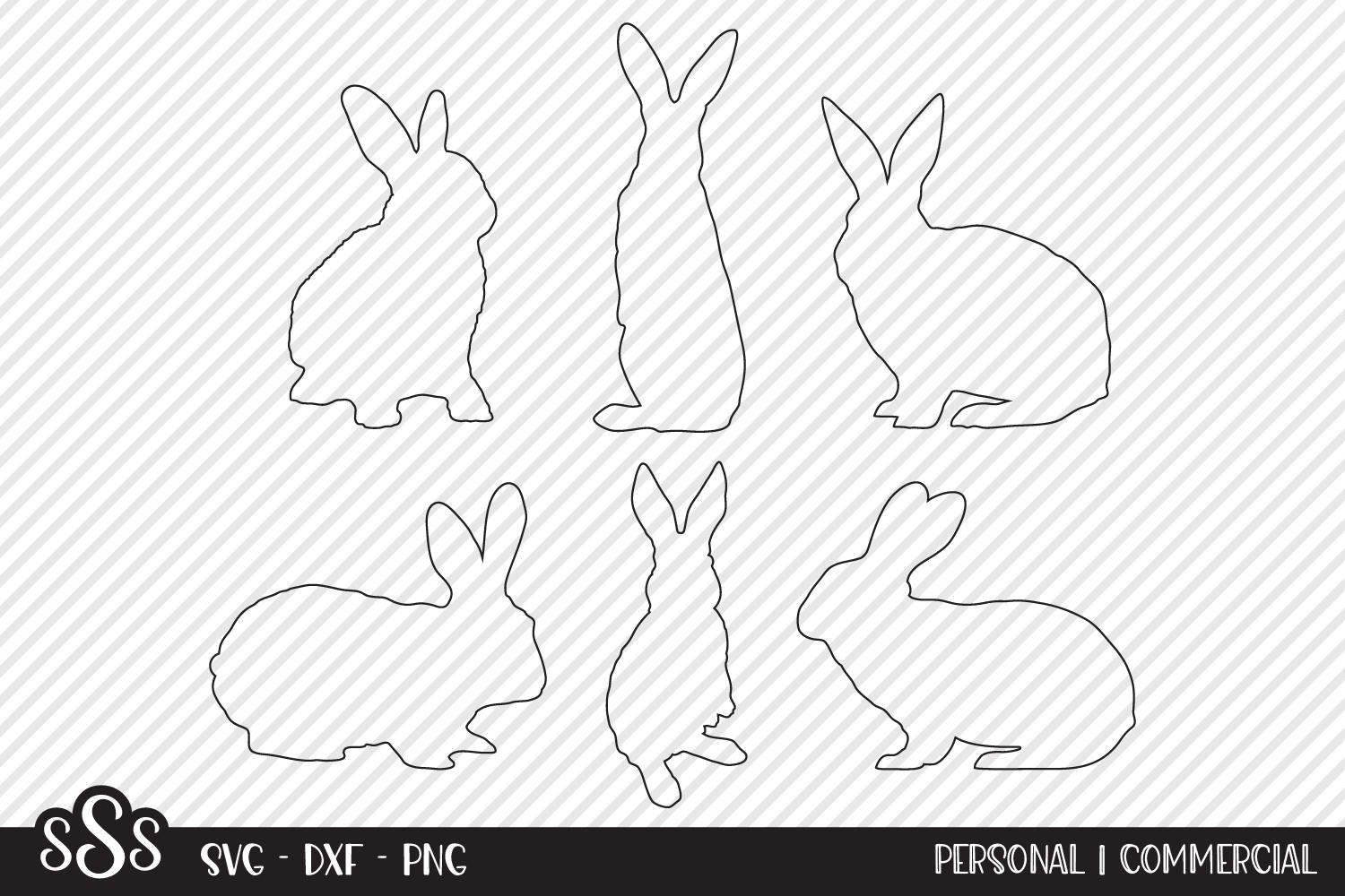 Bunny Rabbit Outline Bundle