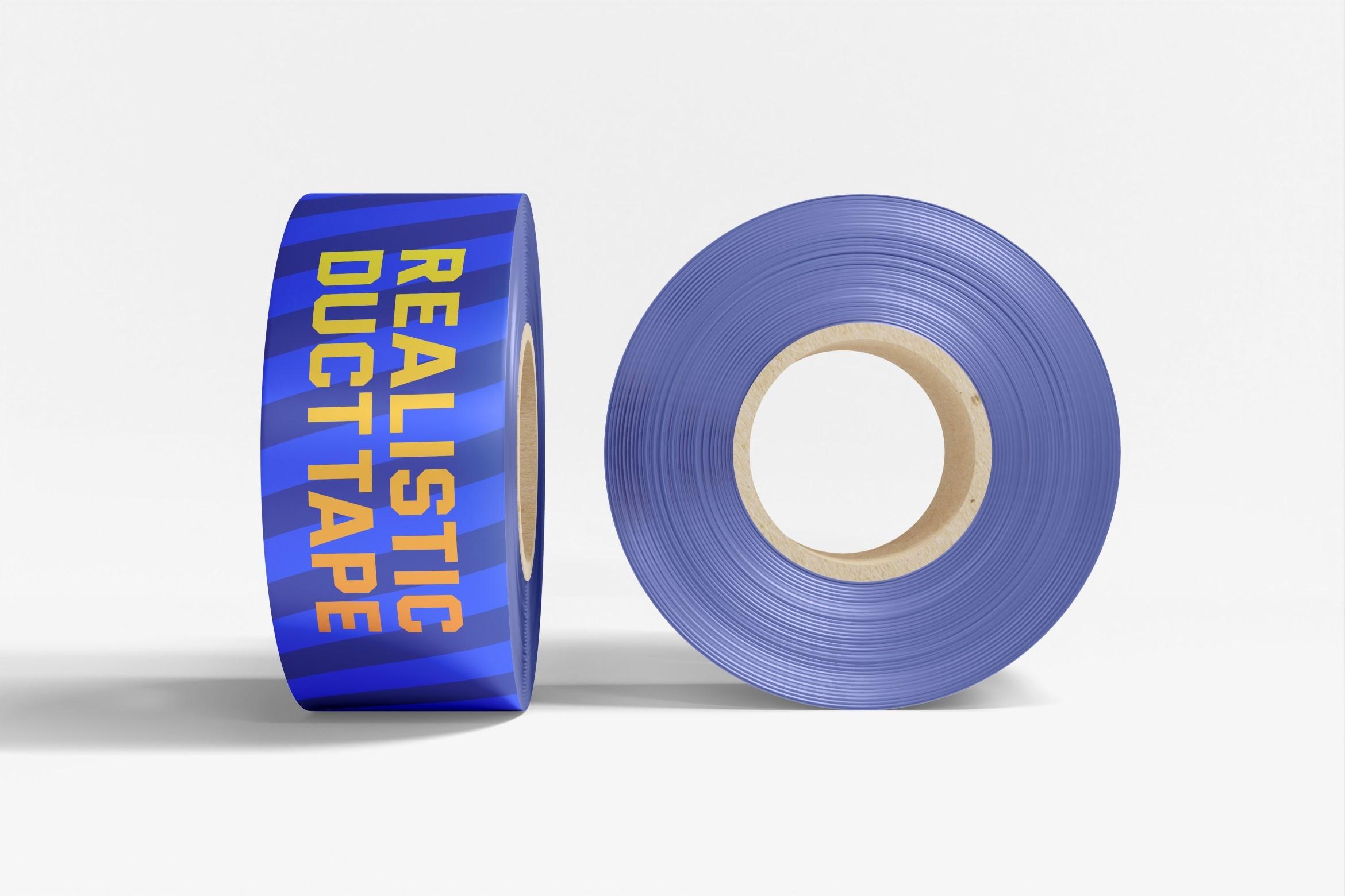 Blue Duct Tape Front View Logo Mockup