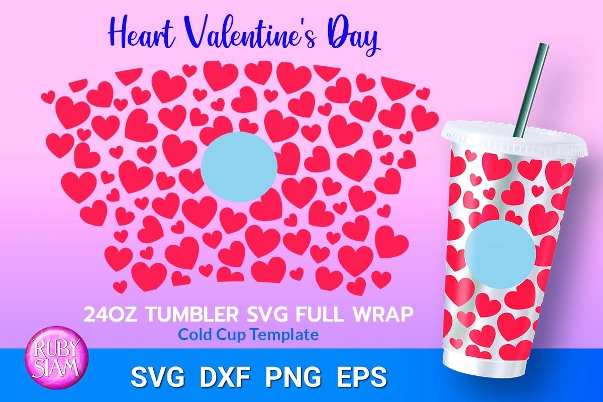 Heart Wrap SVG, 24oz Cold Cup, Valentine