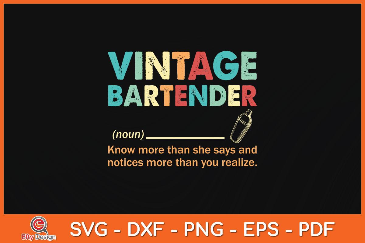 Vintage Bartender Noun Definition Svg