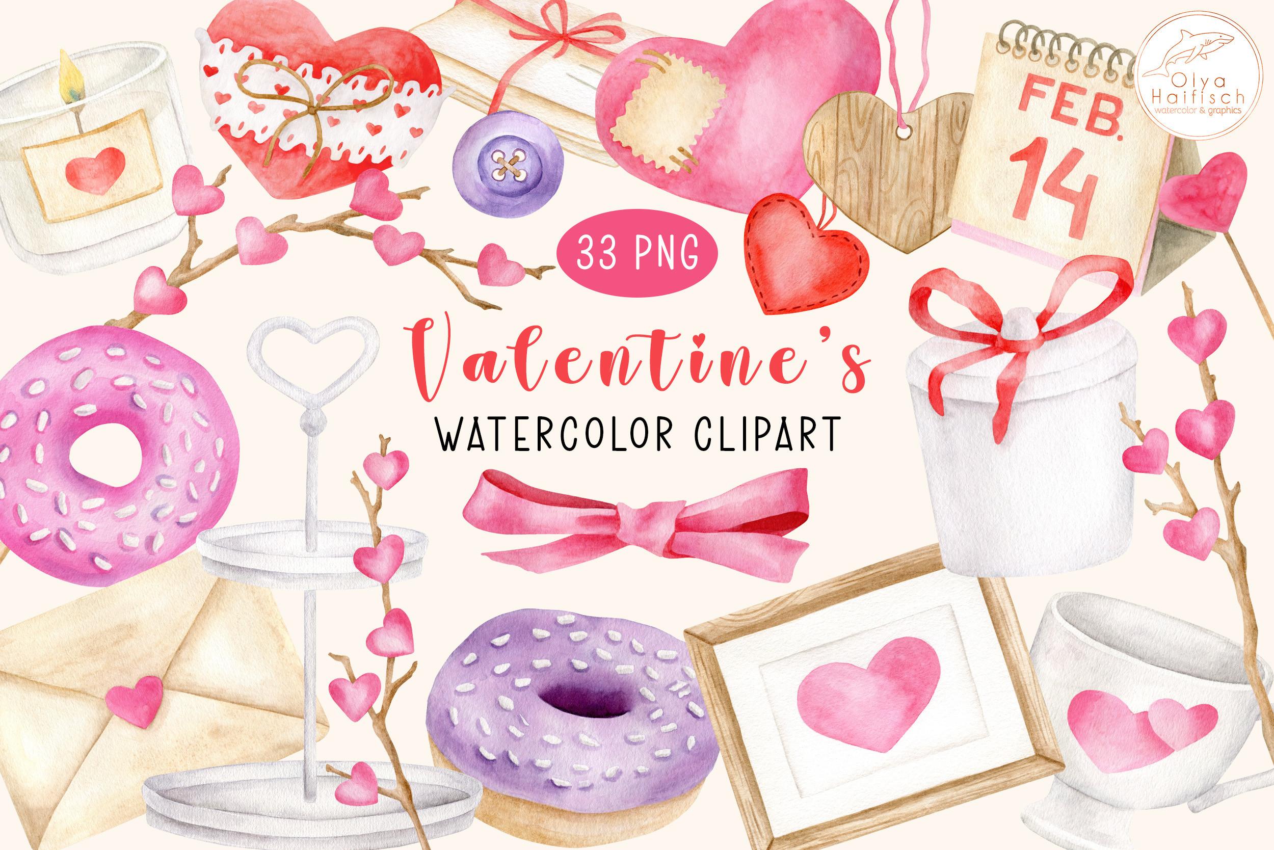 Valentines Day PNG Watercolor Clipart