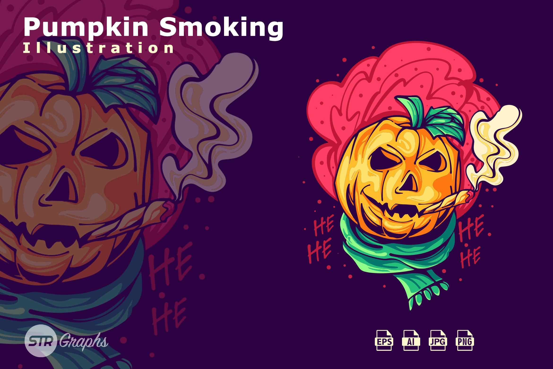 Pumpkin Smoking Illustration