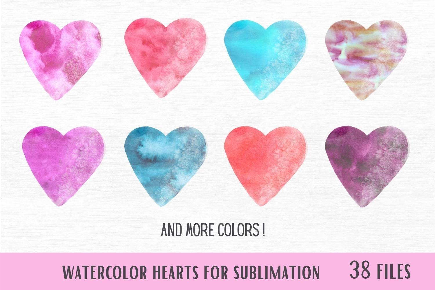 Collection of 38 Watercolor Hearts