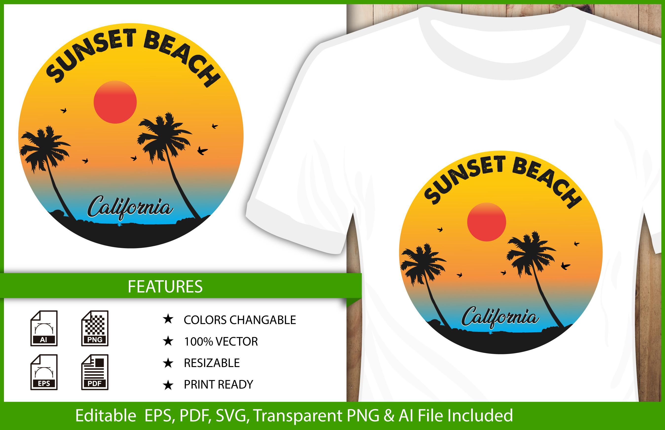 T-shirt Design Sunset Beach California
