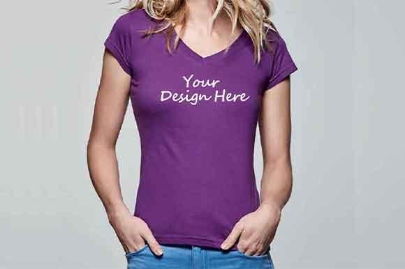 Modern Women Purple T-Shirt Mockup