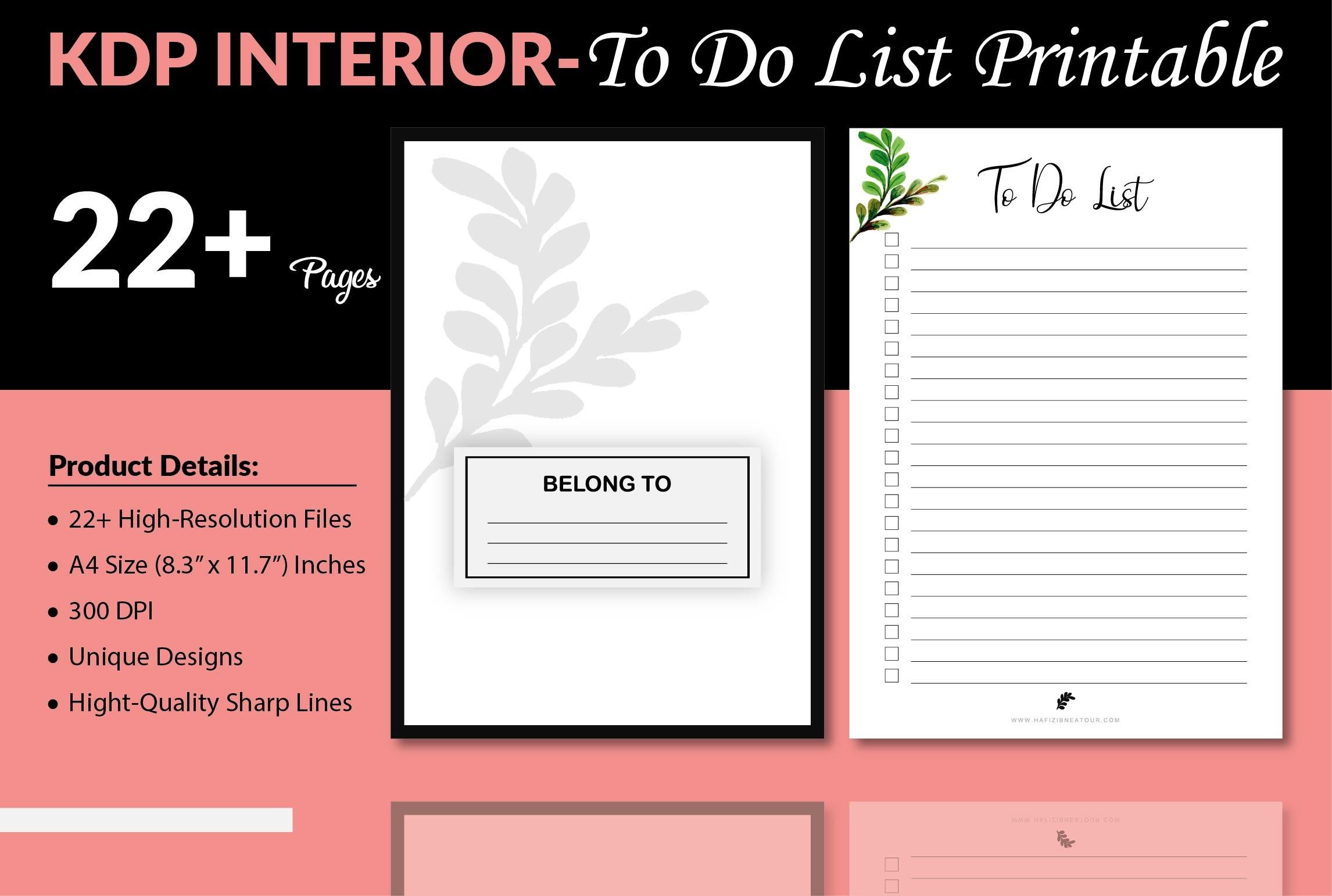 To Do List Printable - KDP Interior