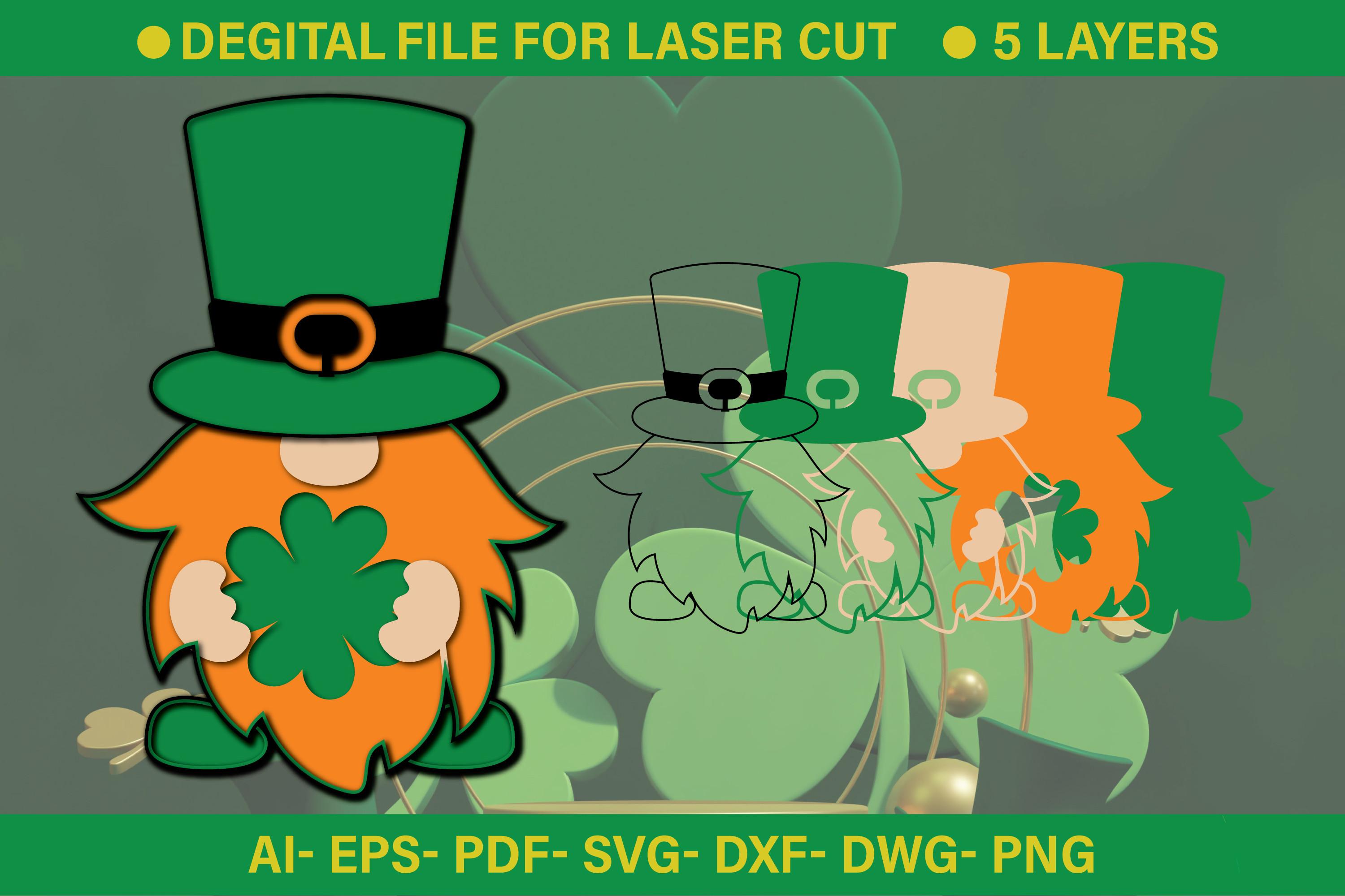 St. Patrick's Day 3d Gnome Paper Cut SVG
