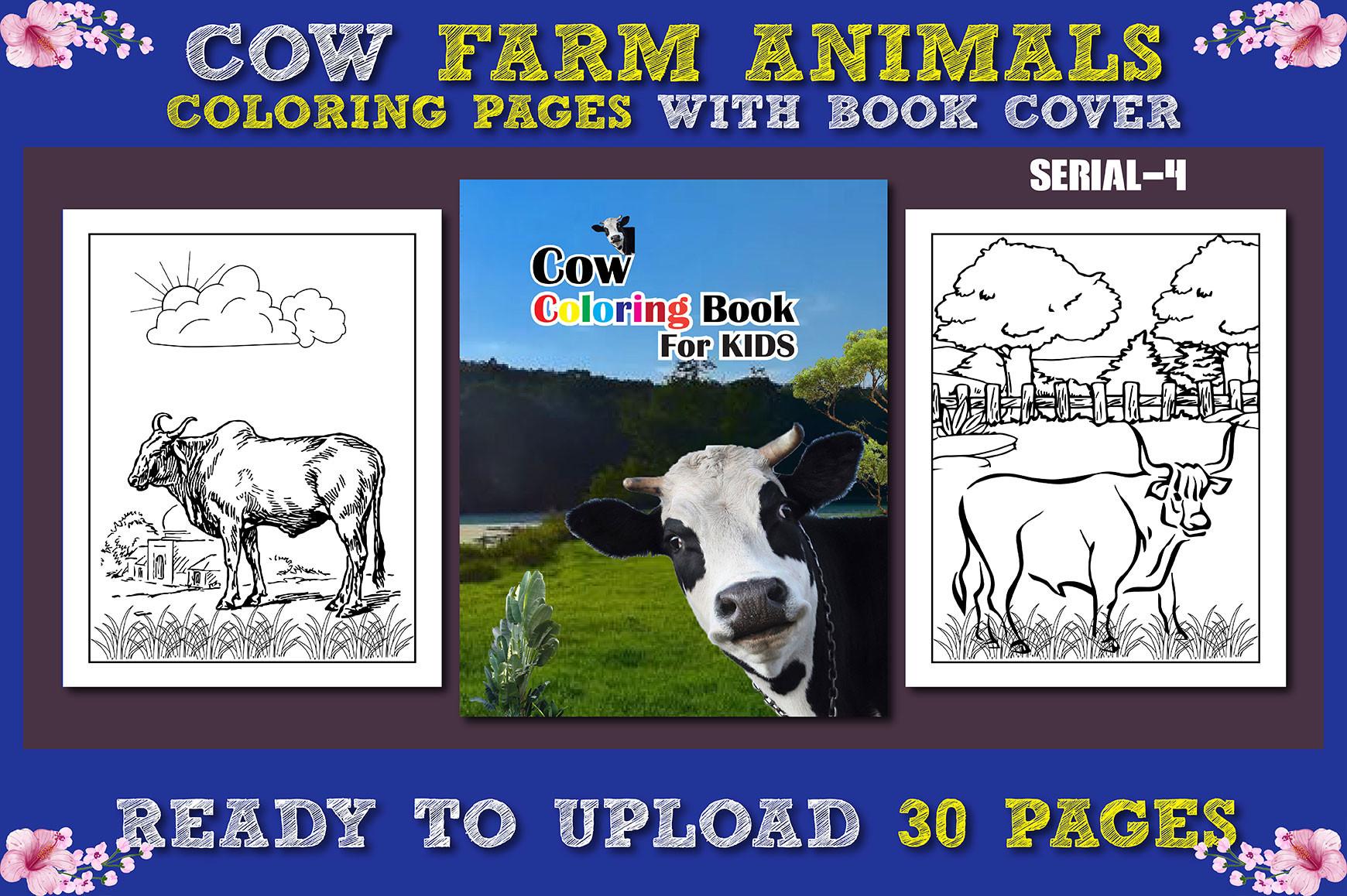 Cow Farm Animals Coloring Pages Vol-4