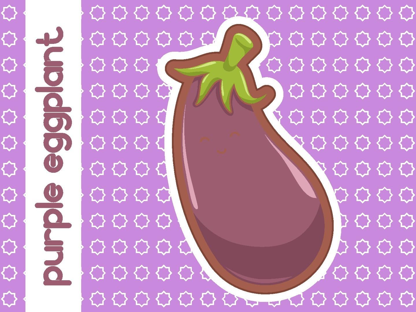 Cute Purple Eggplant Vector Illustration
