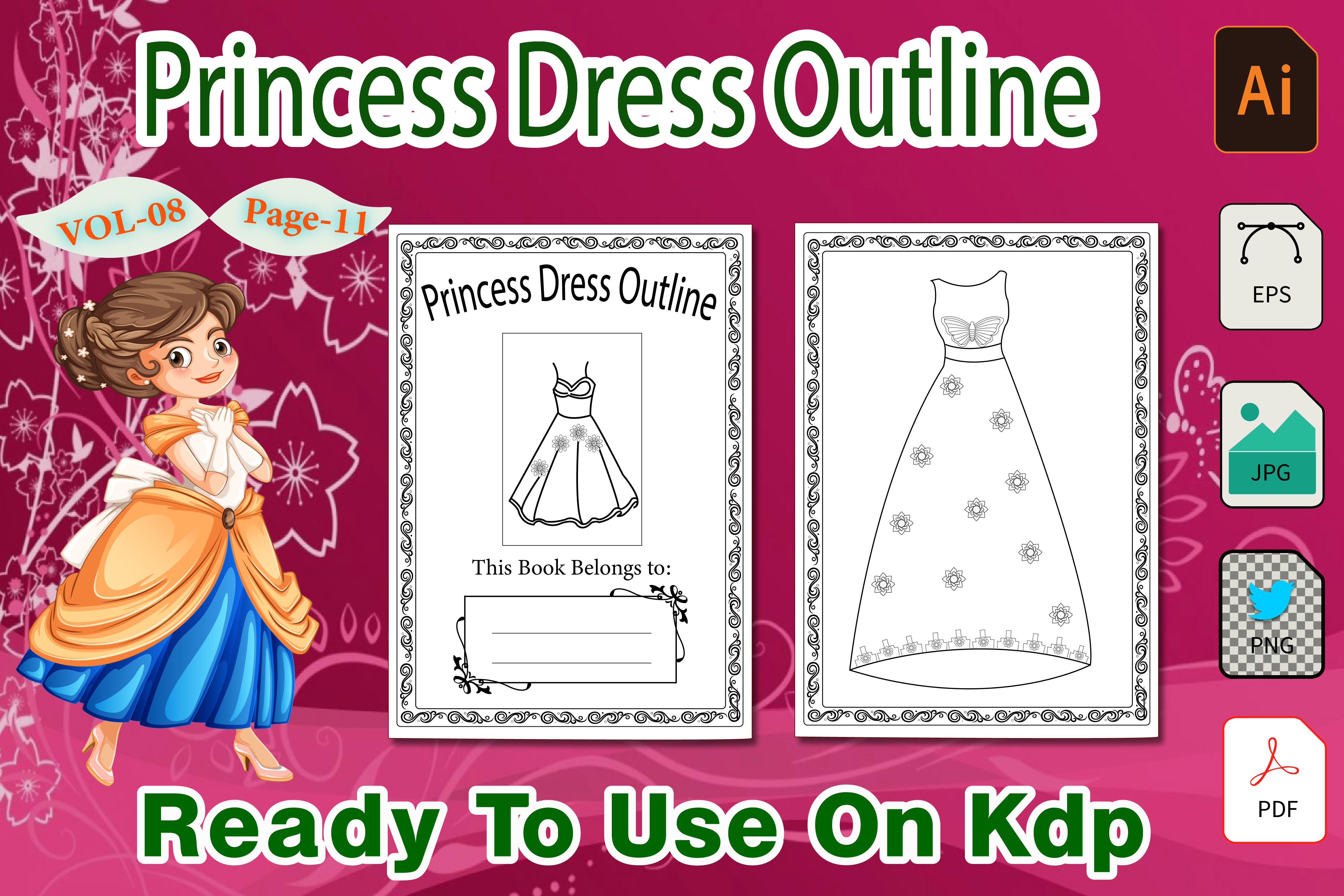 Barbie Princess Dress Outline Vol-08