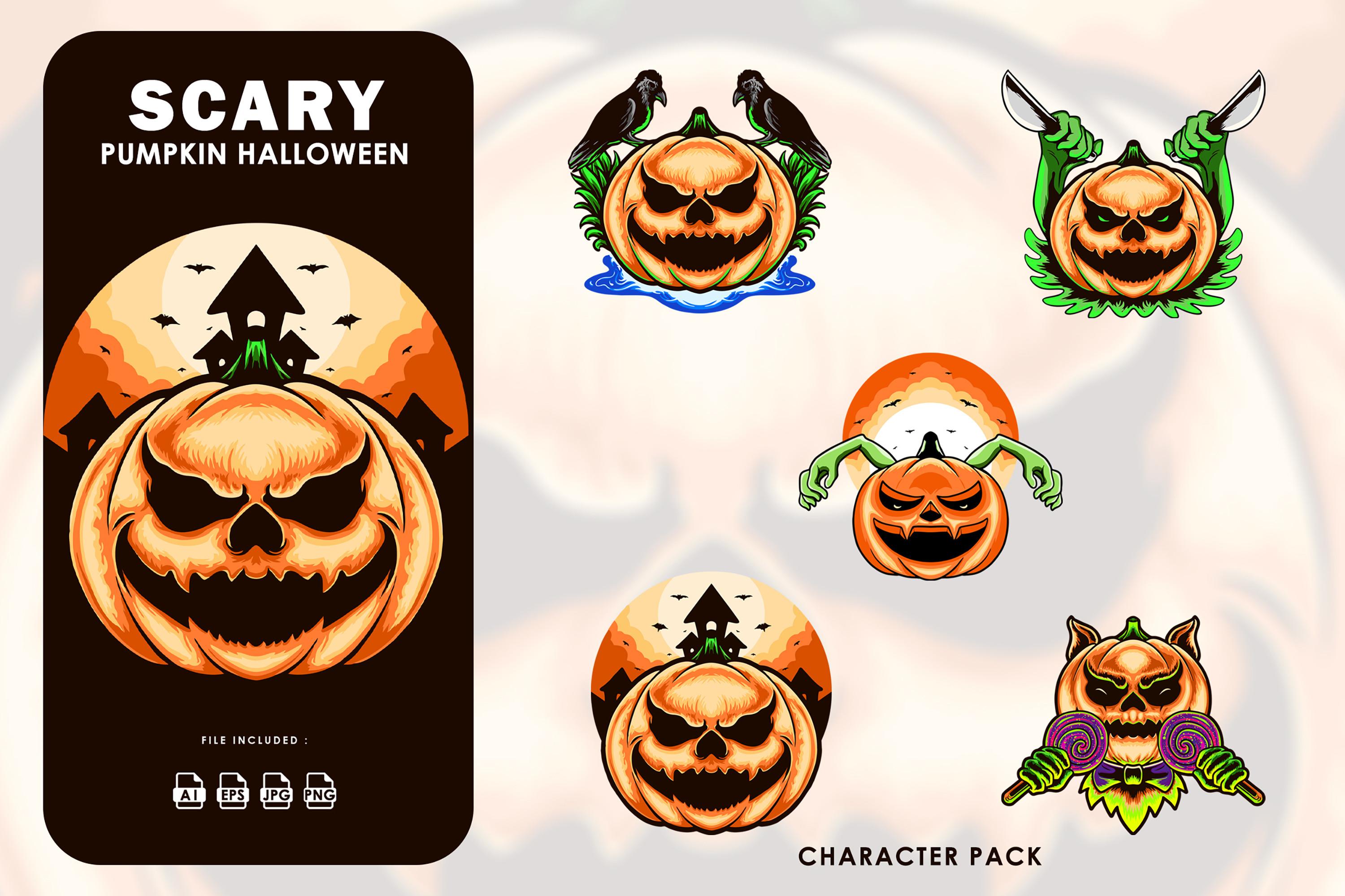 Scary Pumpkin Halloween Sticker Pack