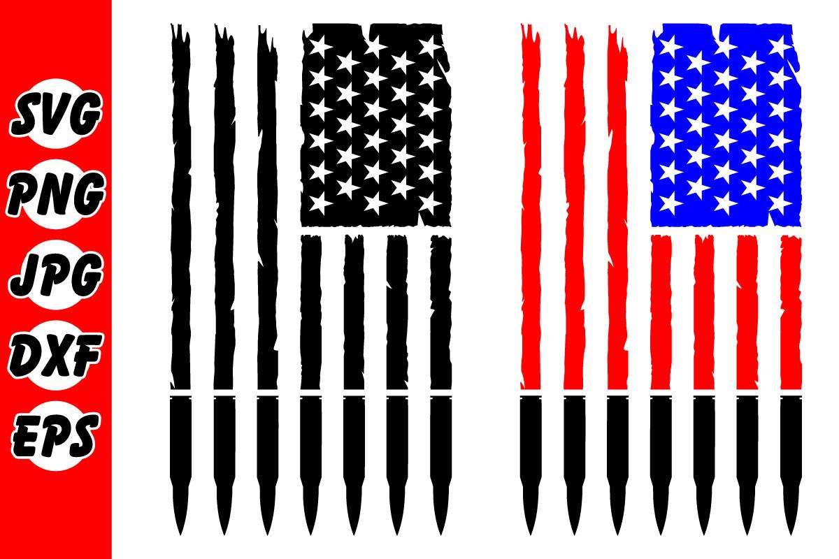 Bullets Distressed American Flag SVG