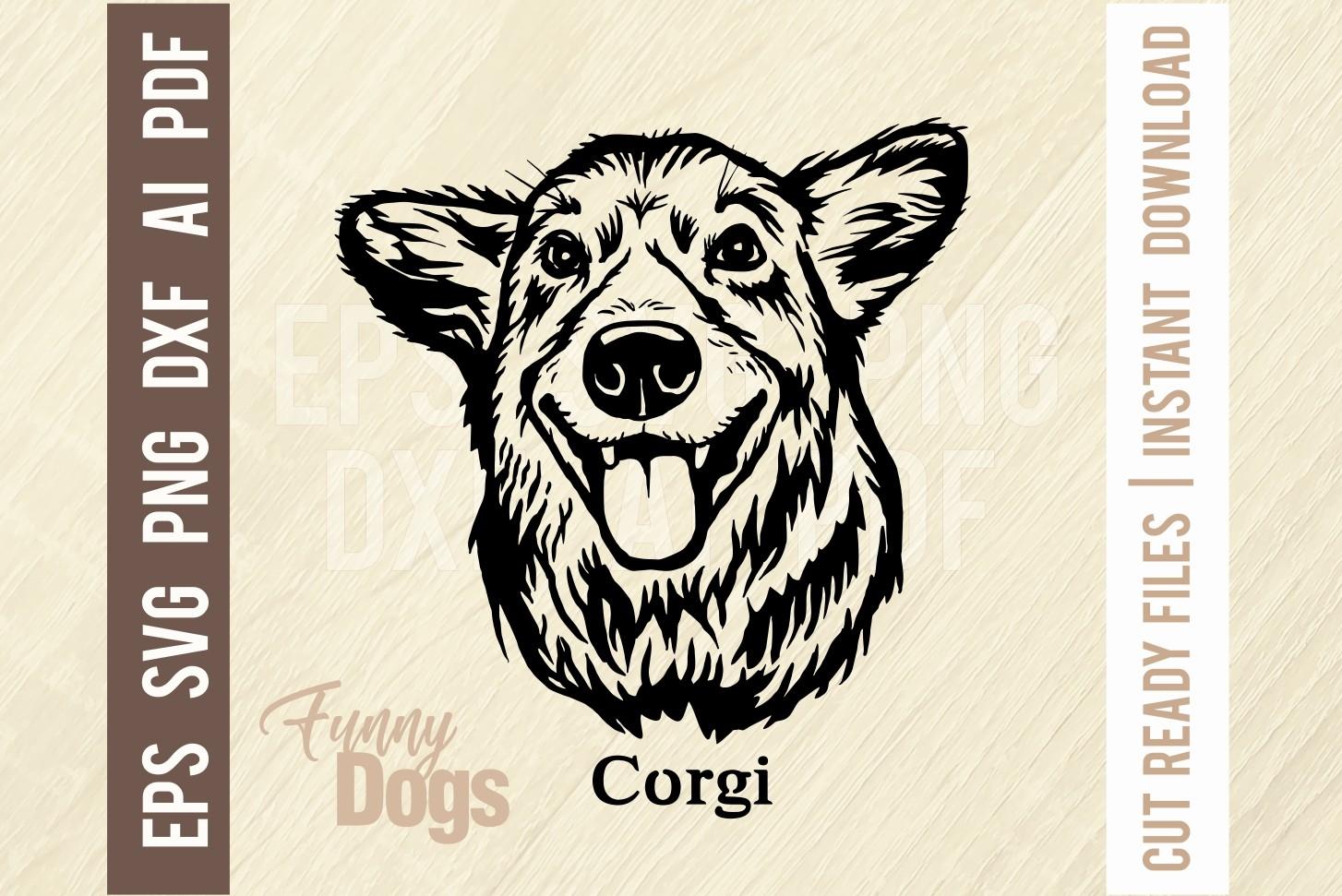 Corgi - Funny Dog - Cut SVG Stencil