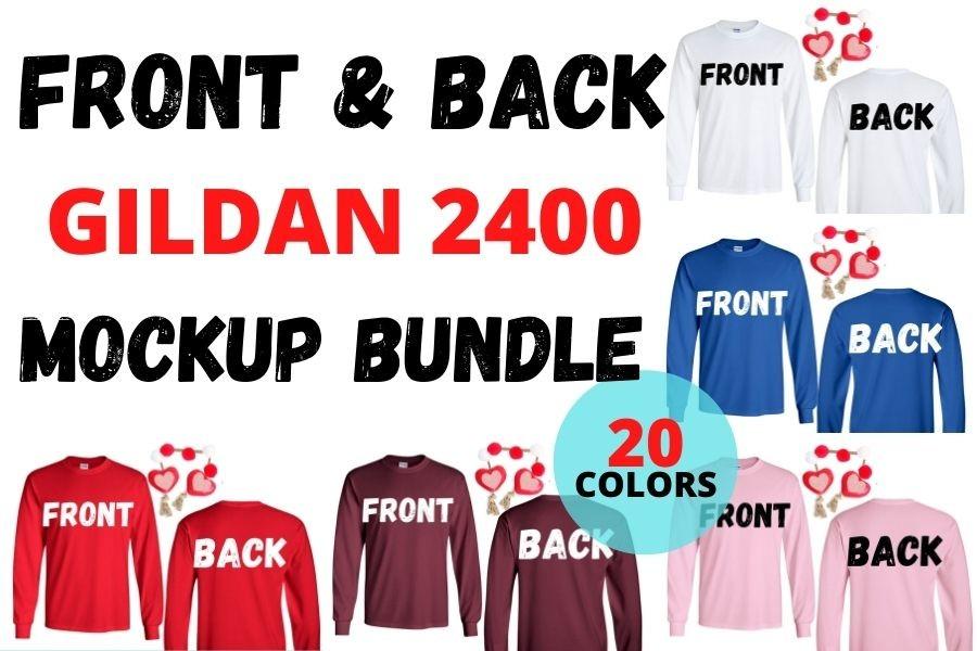 Front and Back Gildan 2400 Mockup Bundle