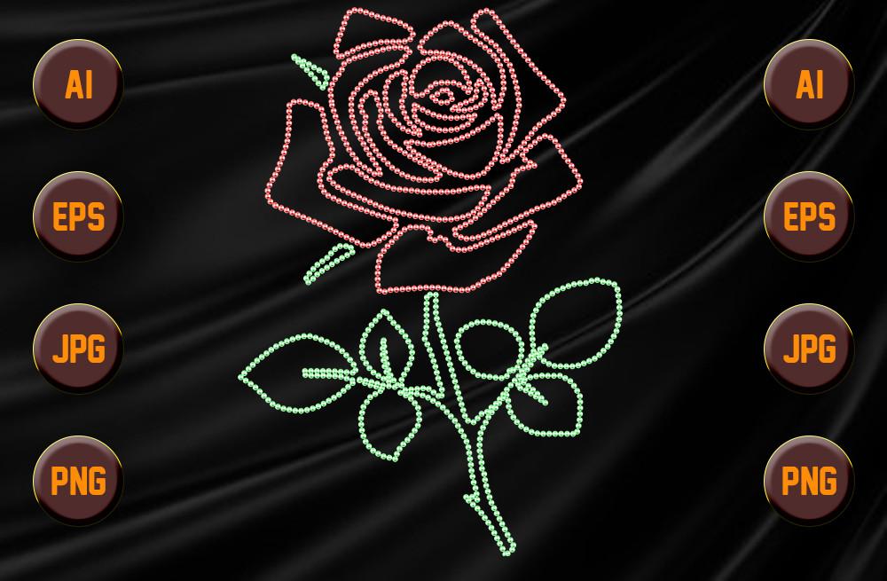 Pearl Rhinestone Valentine Rose Graphic