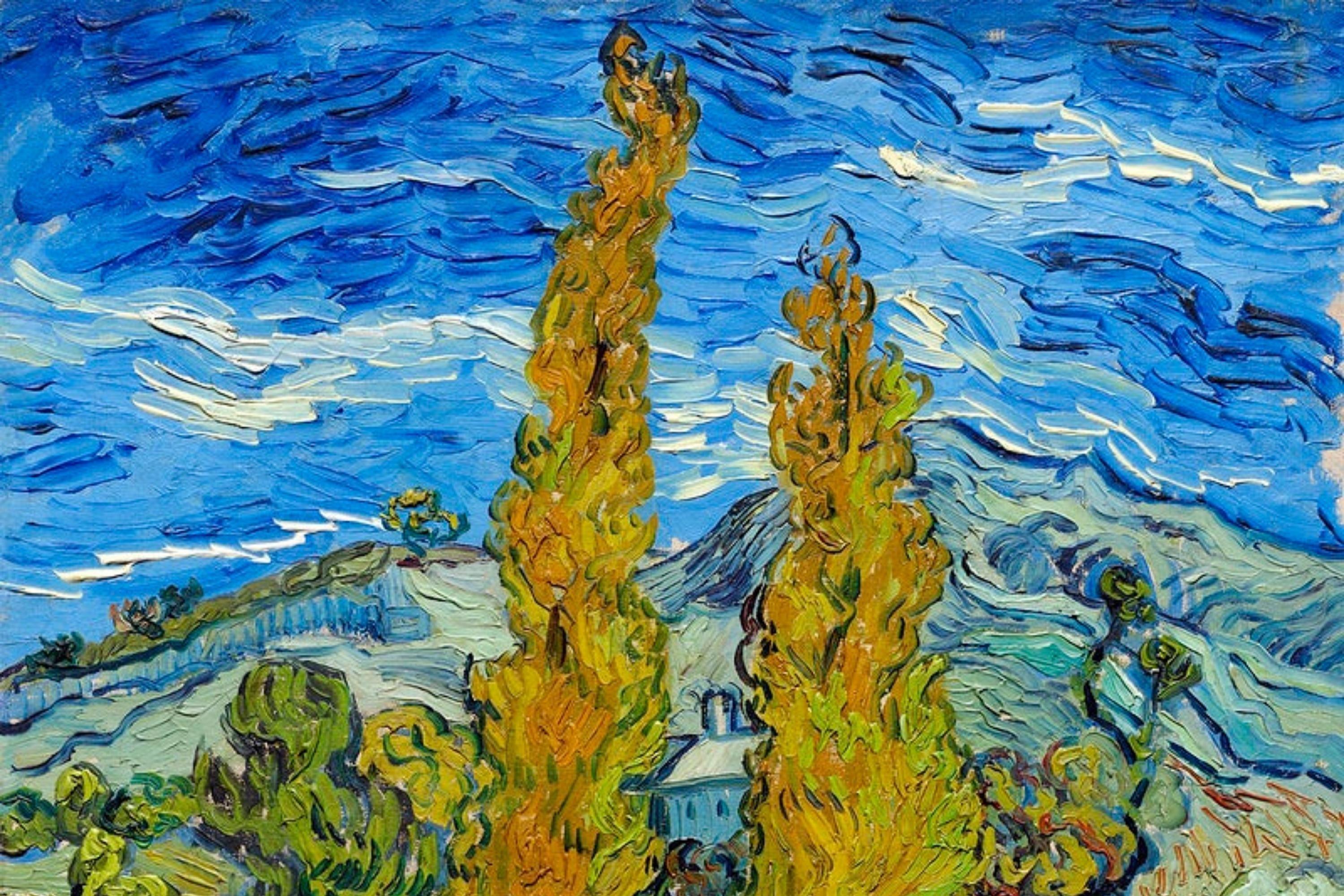 Yellow Trees Blue Sky Vincent Van Gogh