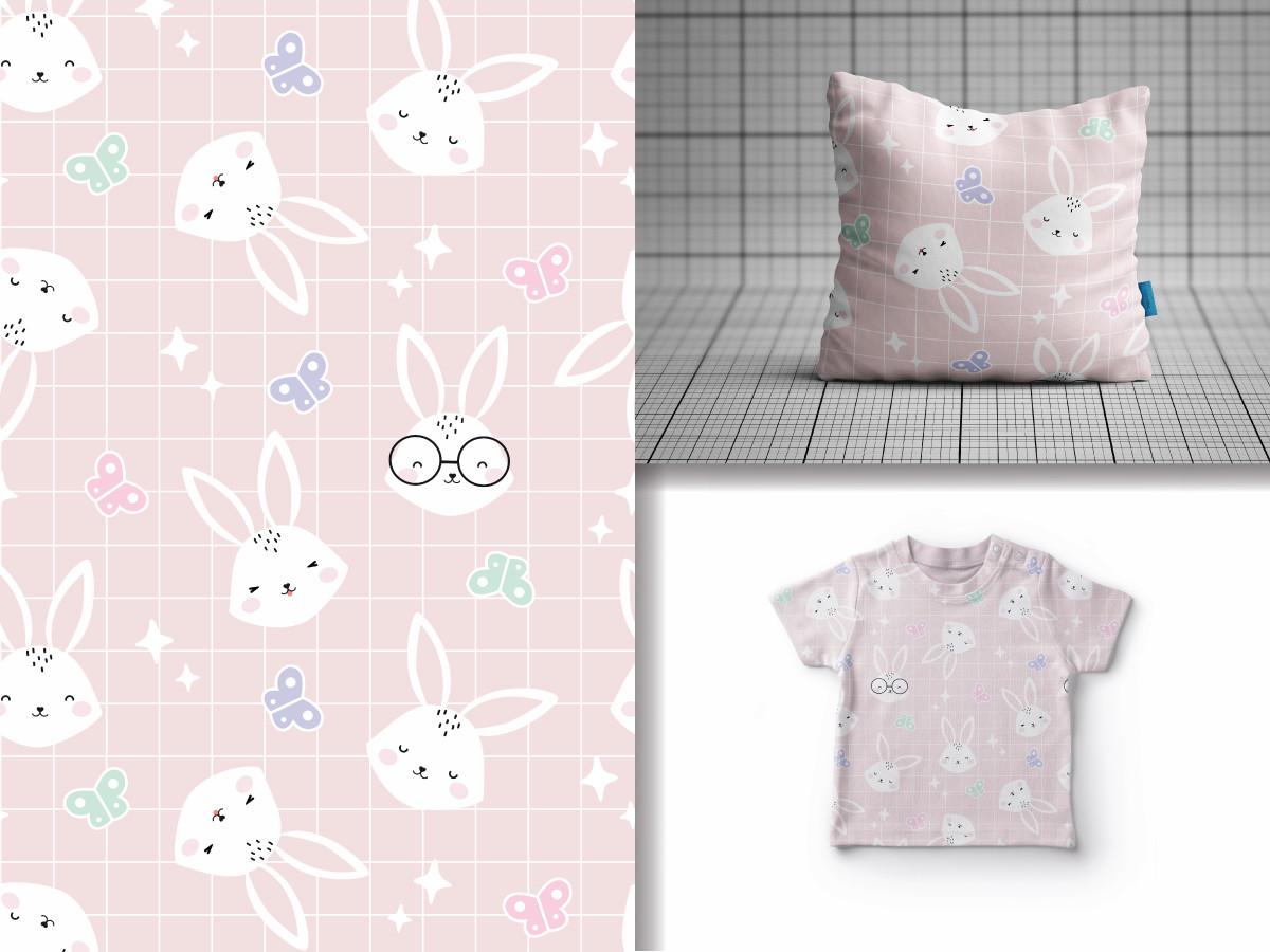 Seamless Pattern Happy Day Cute Rabbit