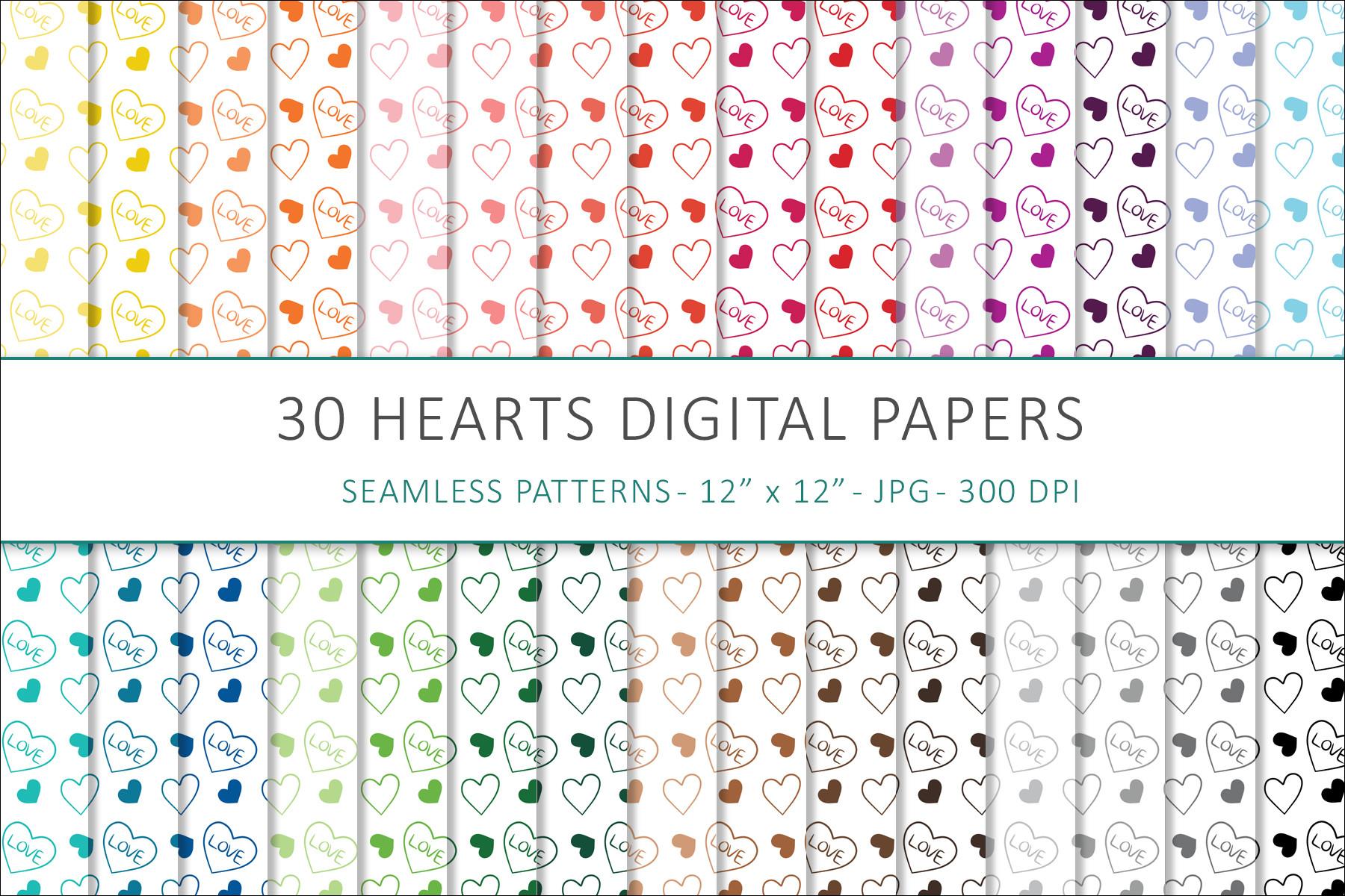 Hearts Hand Drawn Digital Paper Pack