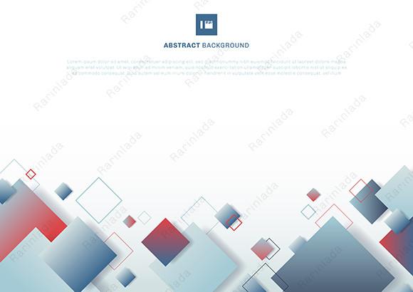 Template Blue and Red Squares Geometric